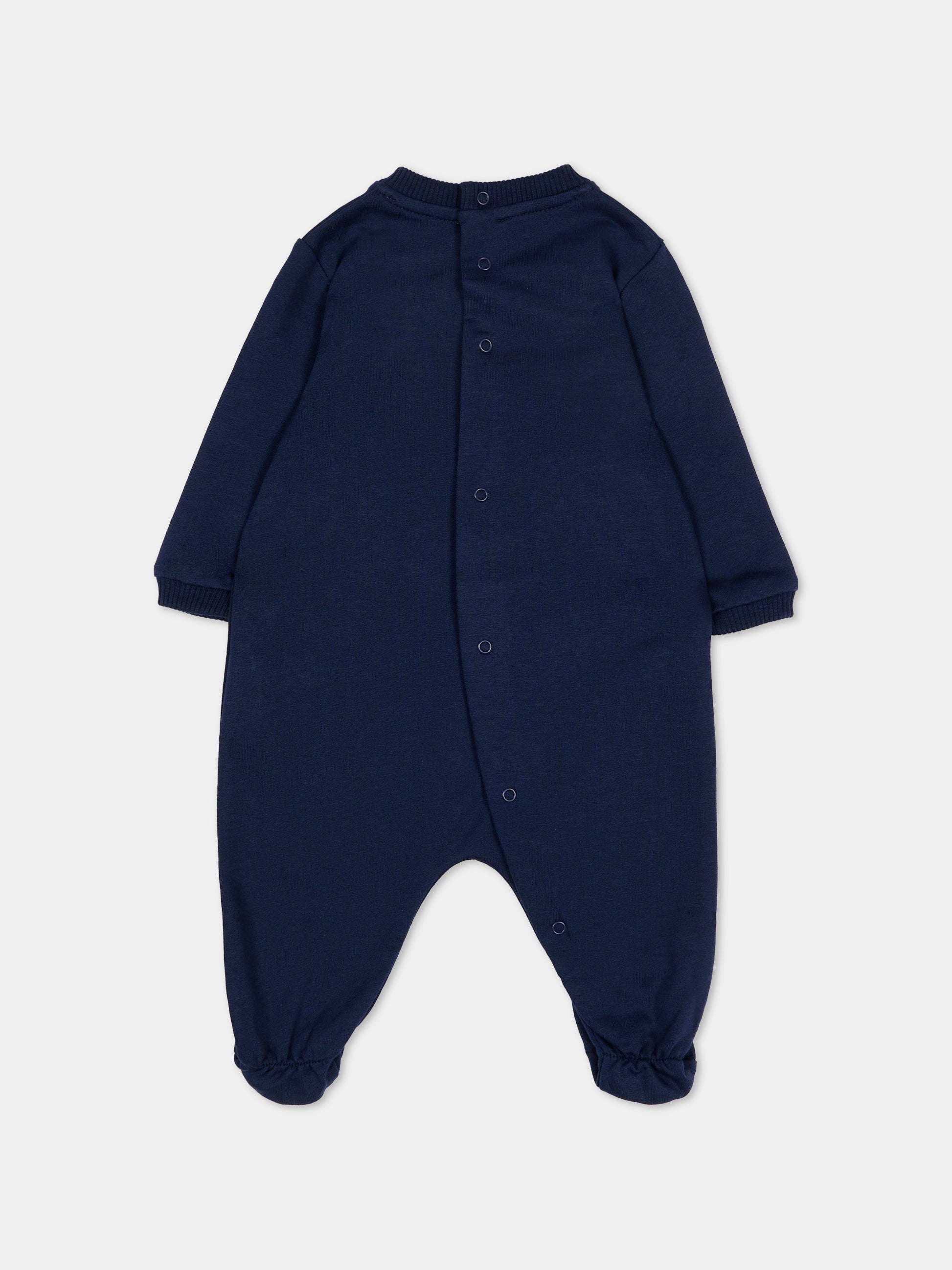 Set tutina blu per neonati con logo,Moschino Kids,MOY03I LCA19 40016