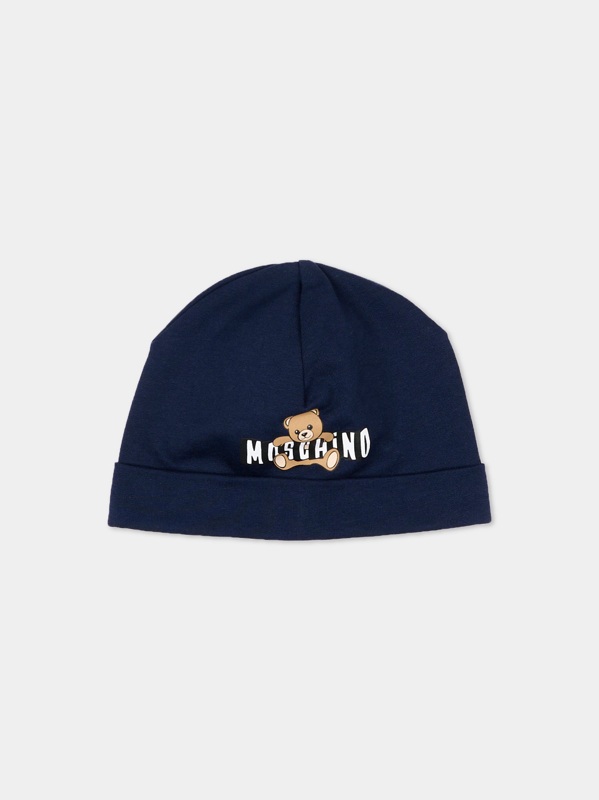 Set tutina blu per neonati con logo,Moschino Kids,MOY03I LCA19 40016