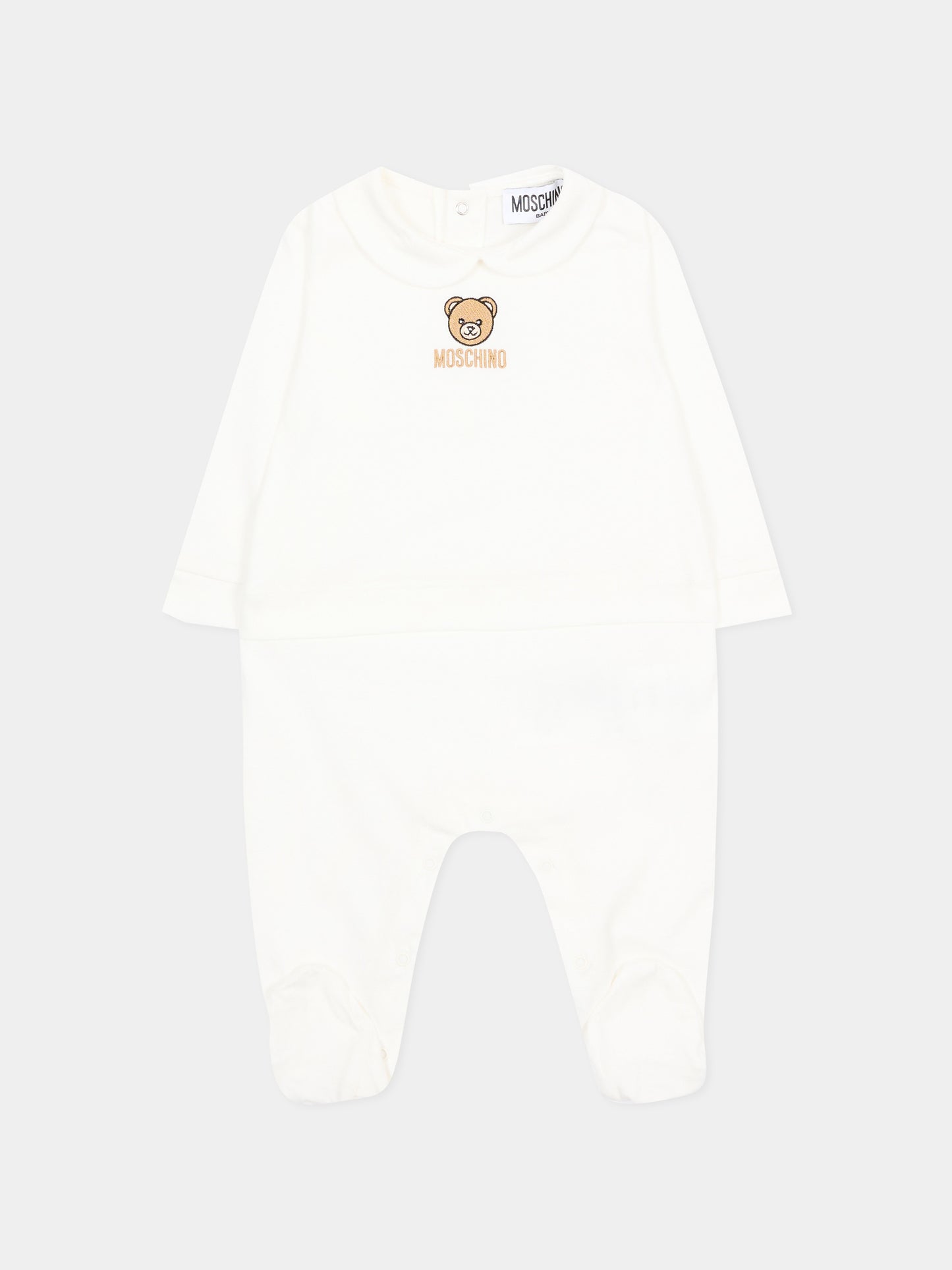 Tutina bianca con teddy bear per neonati,Moschino Kids,MOY06Z LAA23 10063