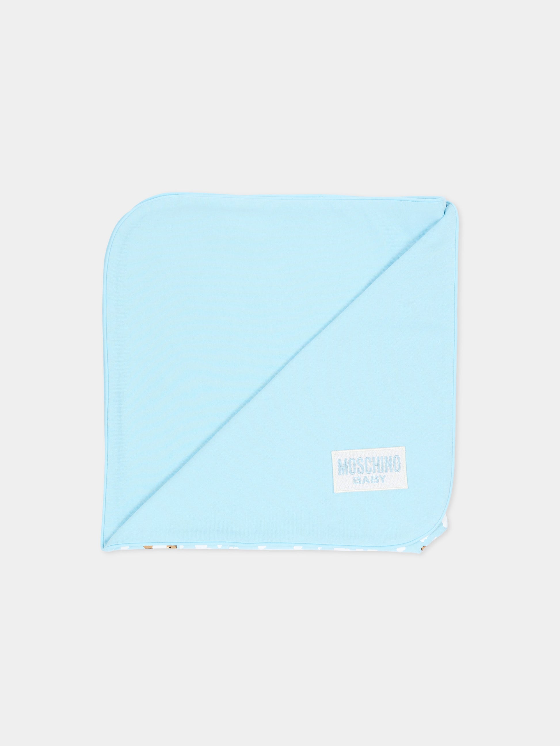 Coperta celeste per neonato con Teddy Bear,Moschino Kids,MRB00F LCA19 83679