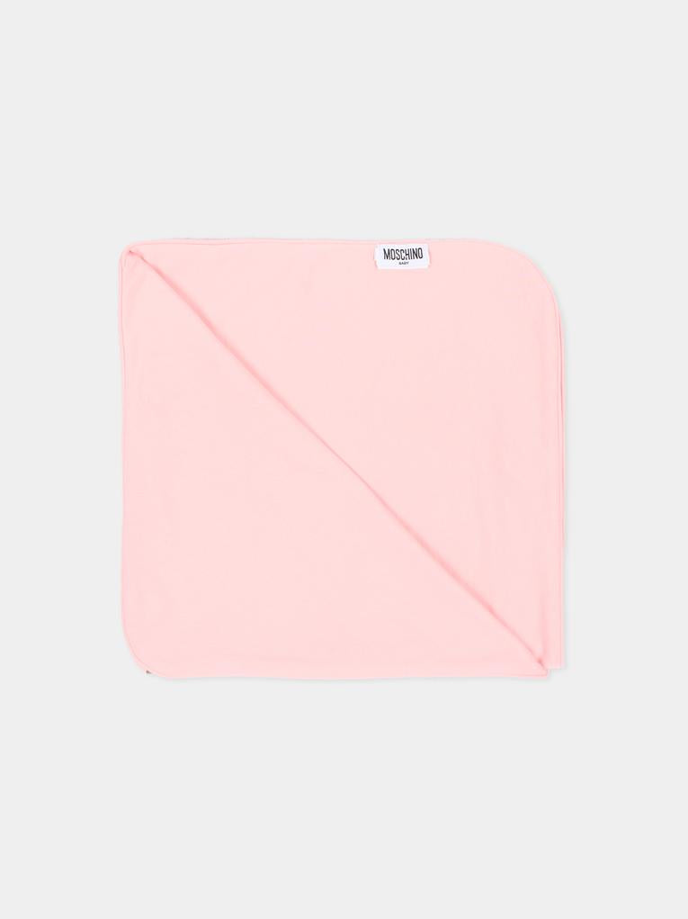 Coperta rosa per neonata con Teddy Bear,Moschino Kids,MRB00F LCA19 83696