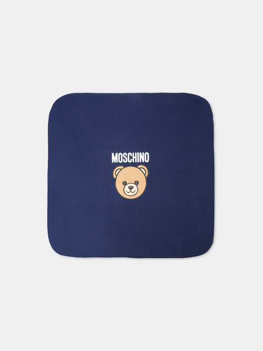Coperta blu per neonati con Teddy Bear,Moschino Kids,MUB00M LCA19 40016