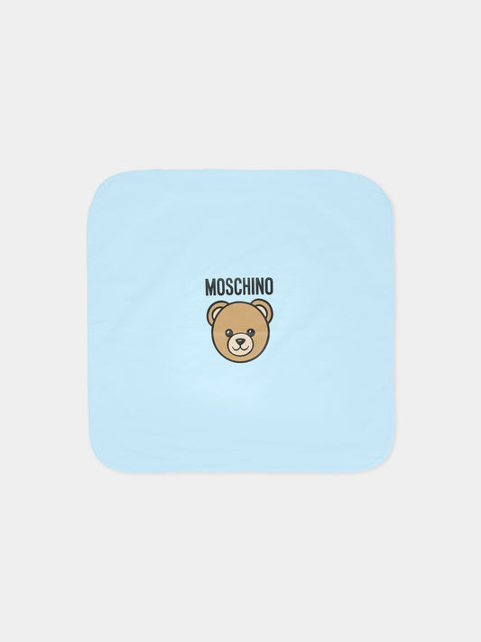 Coperta celeste per neonato con Teddy Bear,Moschino Kids,MUB00M LCA19 40304