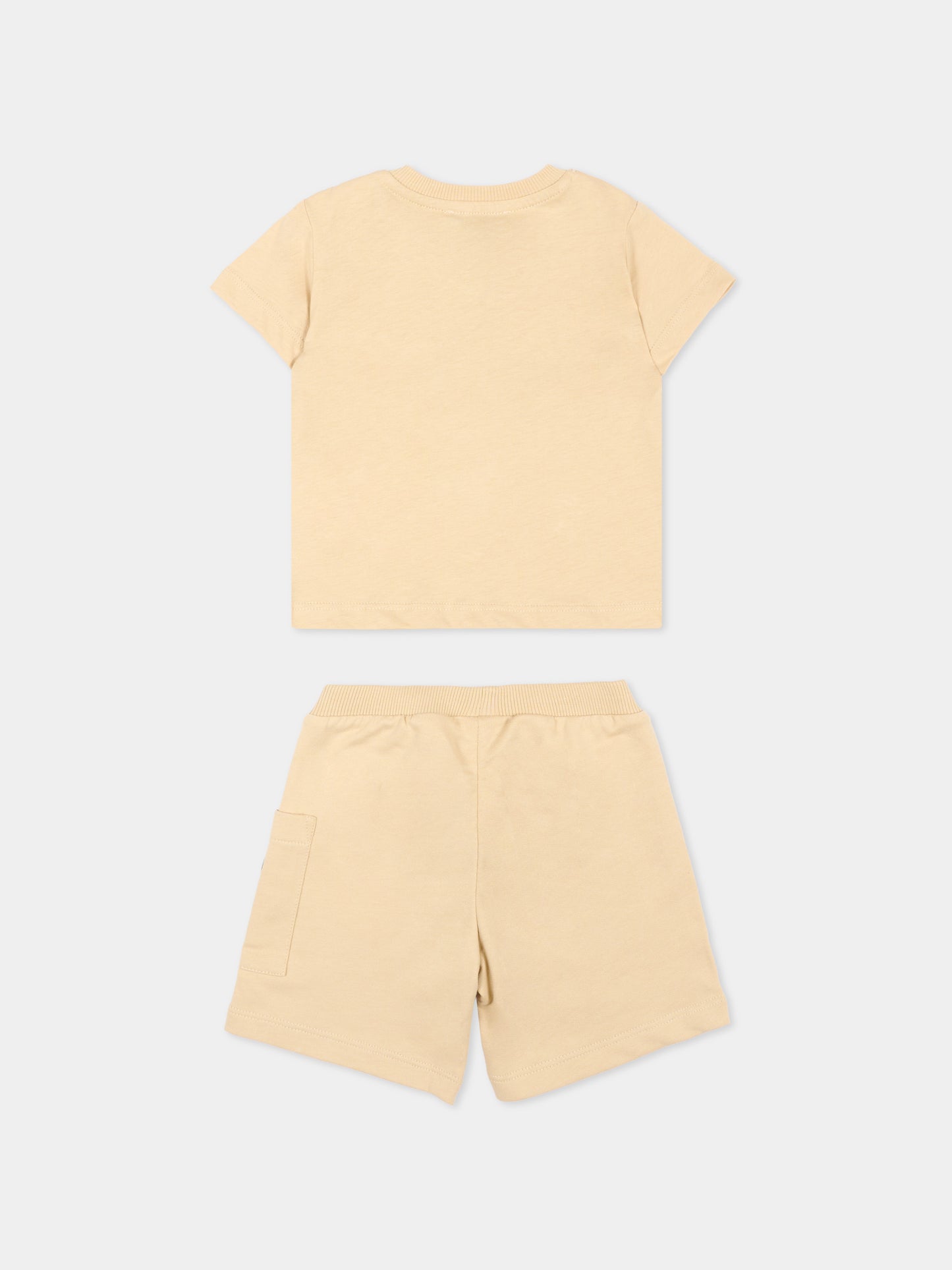 Completo sportivo beige per neonati logo,Moschino Kids,MUG01U LCA19 20829