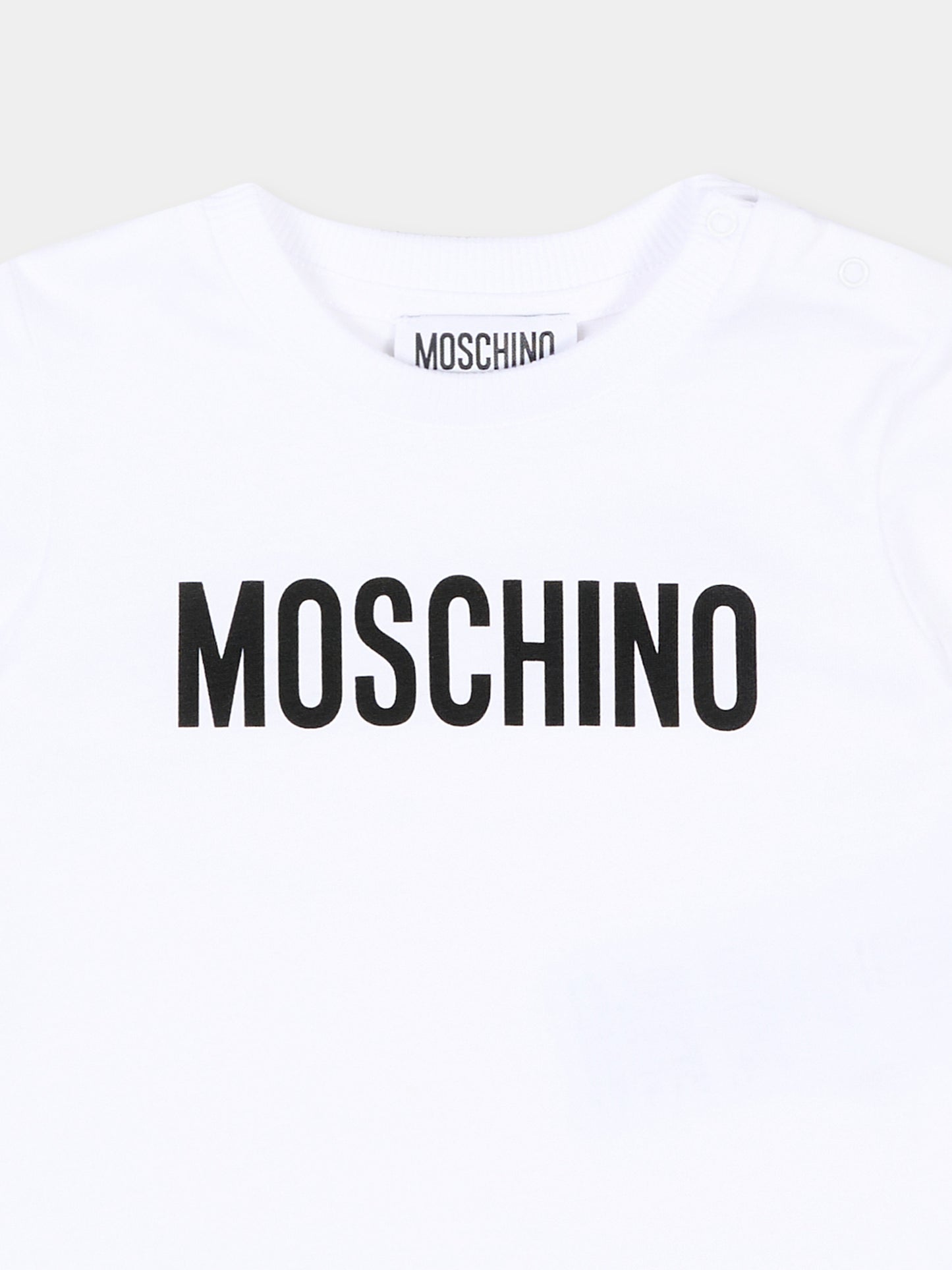 T-Shirt bianca per neonati con logo,Moschino Kids,MUM04U LAA02 10101