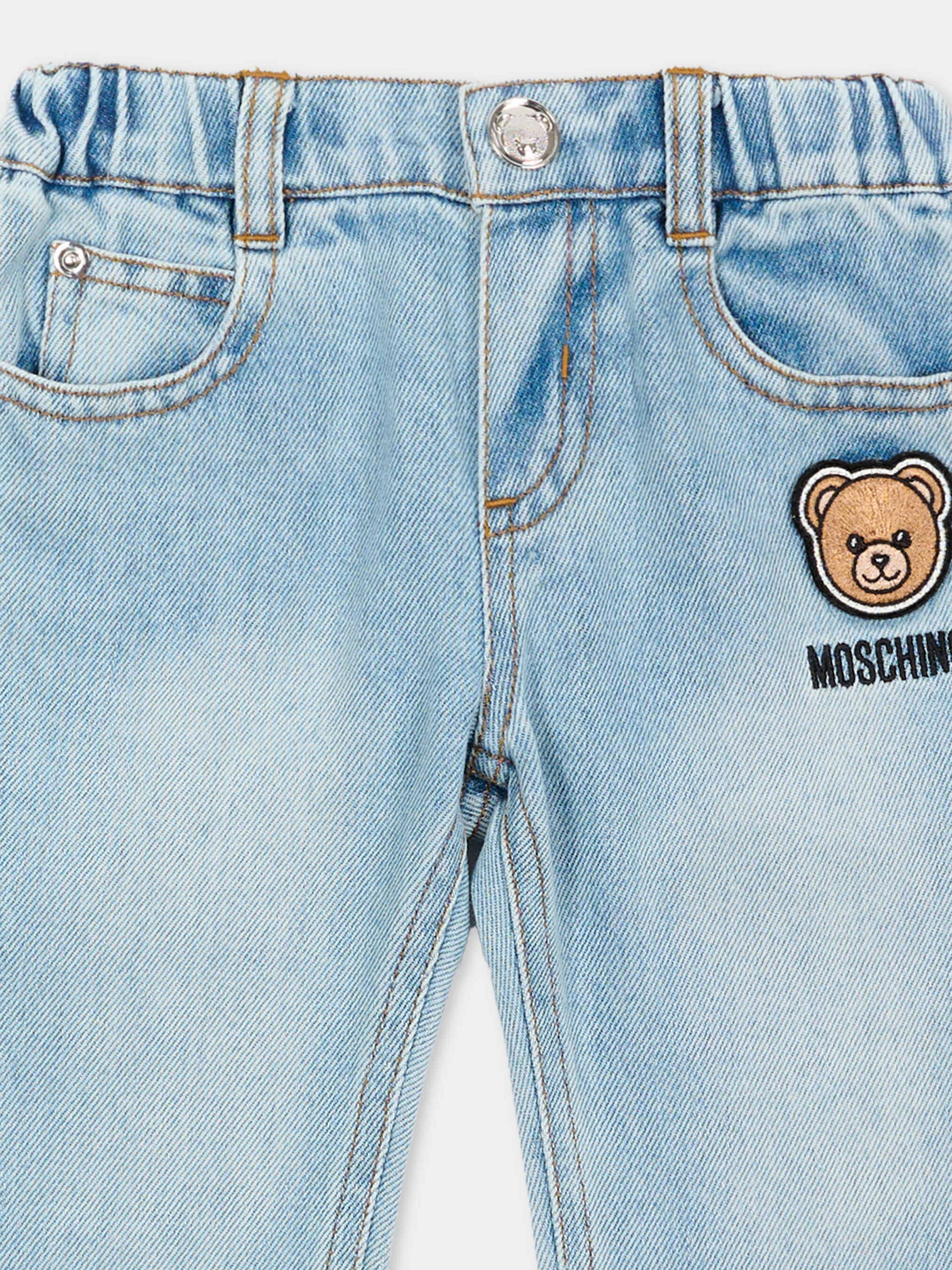 Jeans per neonati con Teddy Bear,Moschino Kids,MUP05T L0E34 41034