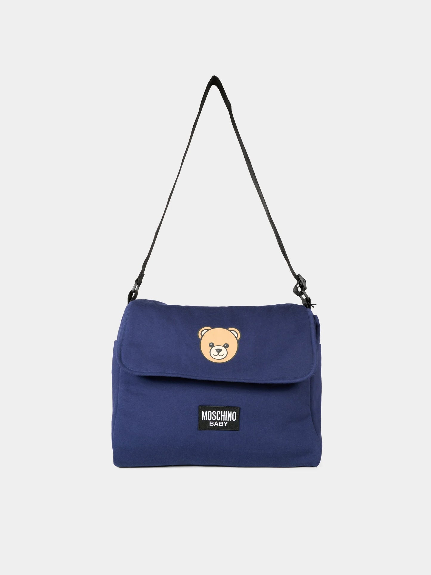 Borsa mamma blu per neonati con Teddy Bear e logo,Moschino Kids,MUX05V LCA19 40016