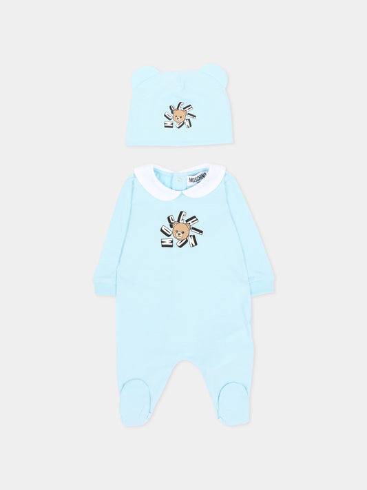 Set tutina celeste per neonato con Teddy Bear,Moschino Kids,MUY094 LAA02 40304