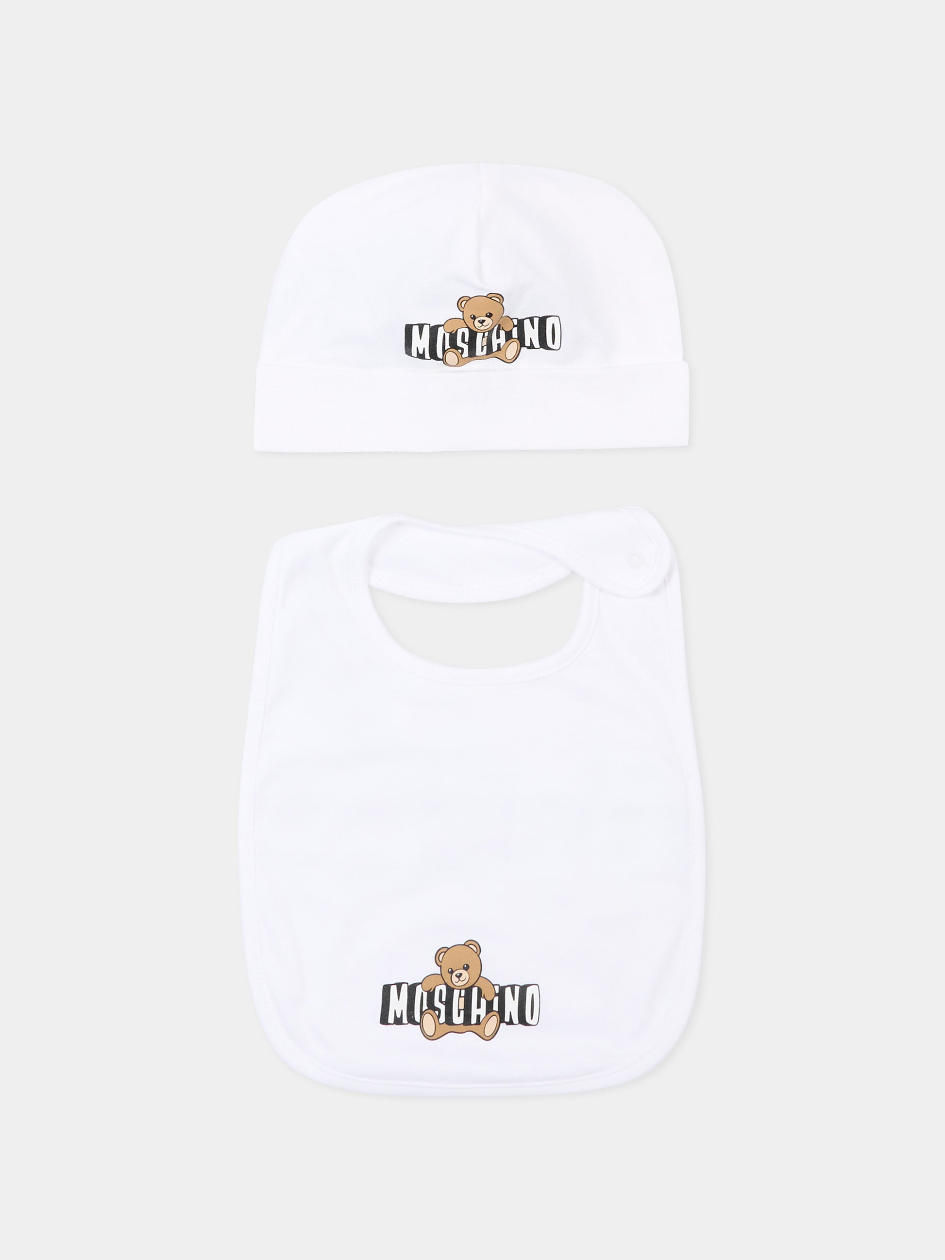 Set accessori bianco per neonati logo teddy,Moschino Kids,MUY095 LCA19 10101