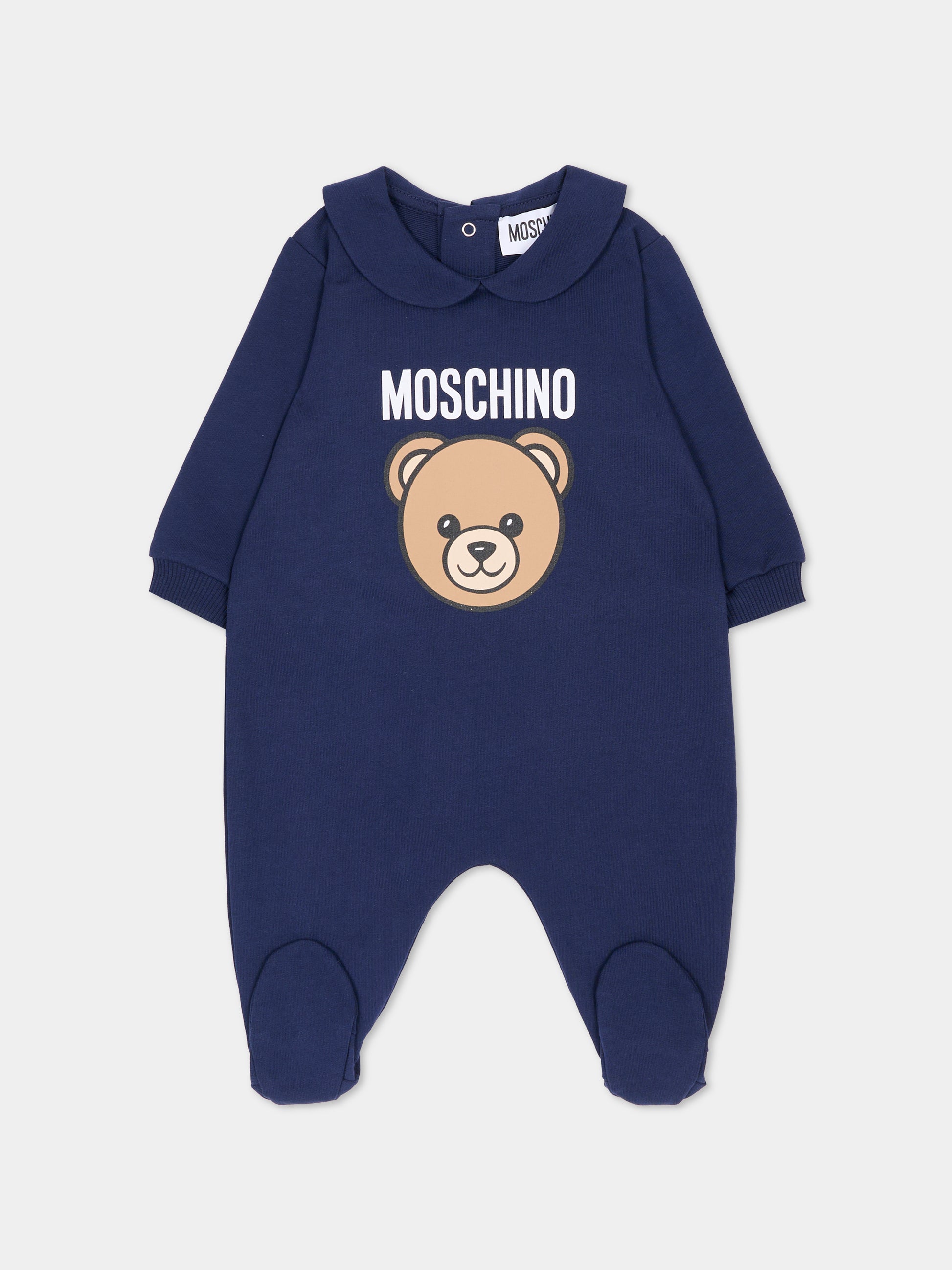 Set tutine blu per neonati con Teddy Bear,Moschino Kids,MUY097 LCA19 40016