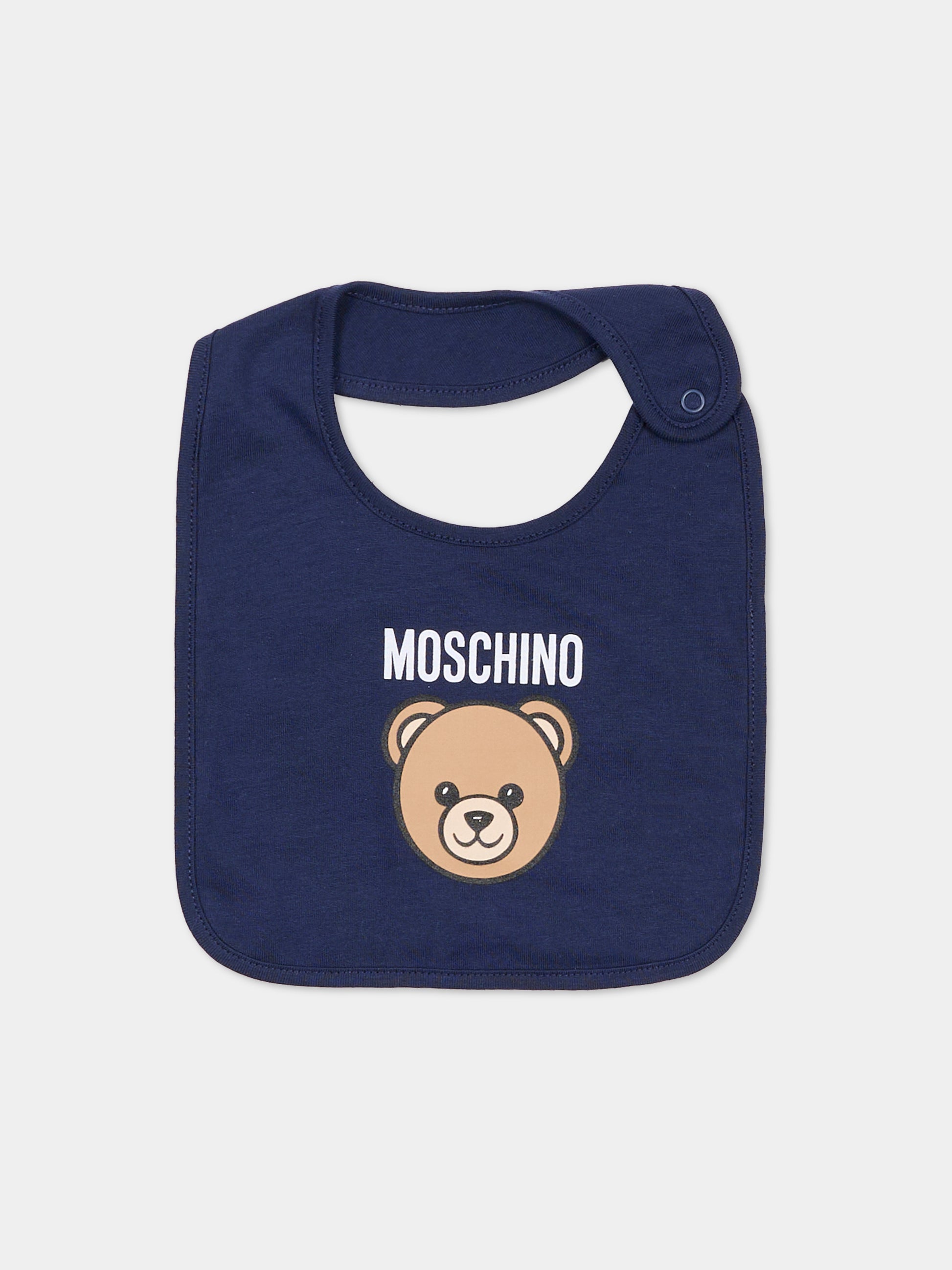 Set tutine blu per neonati con Teddy Bear,Moschino Kids,MUY097 LCA19 40016
