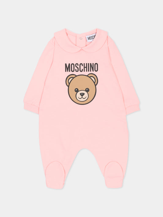 Tutina rosa per neonata con Teddy Bear,Moschino Kids,MUY098 LCA19 50209