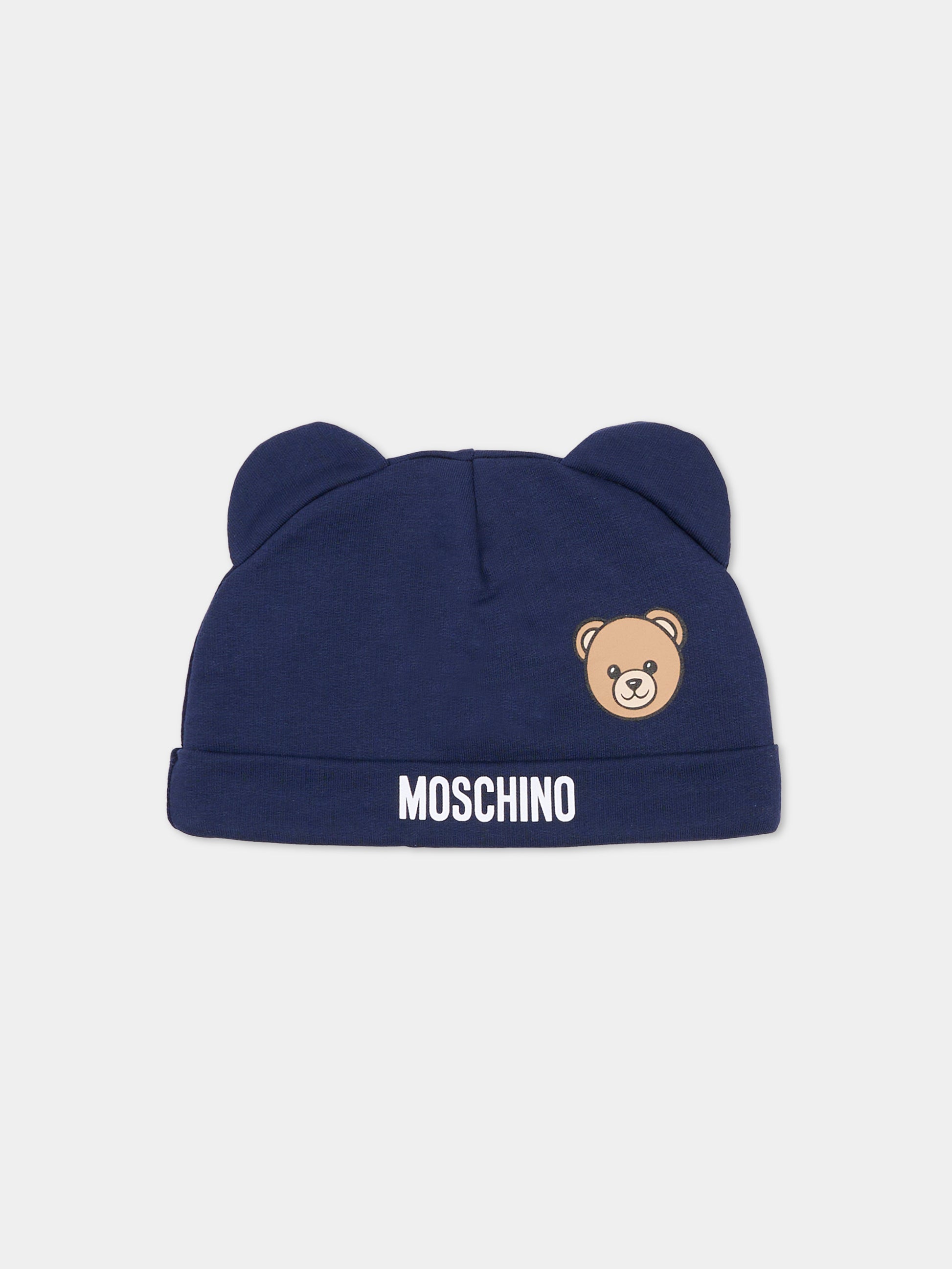 Set accessori blu per neonati con Teddy Bear,Moschino Kids,MUY099 LCA19 40016
