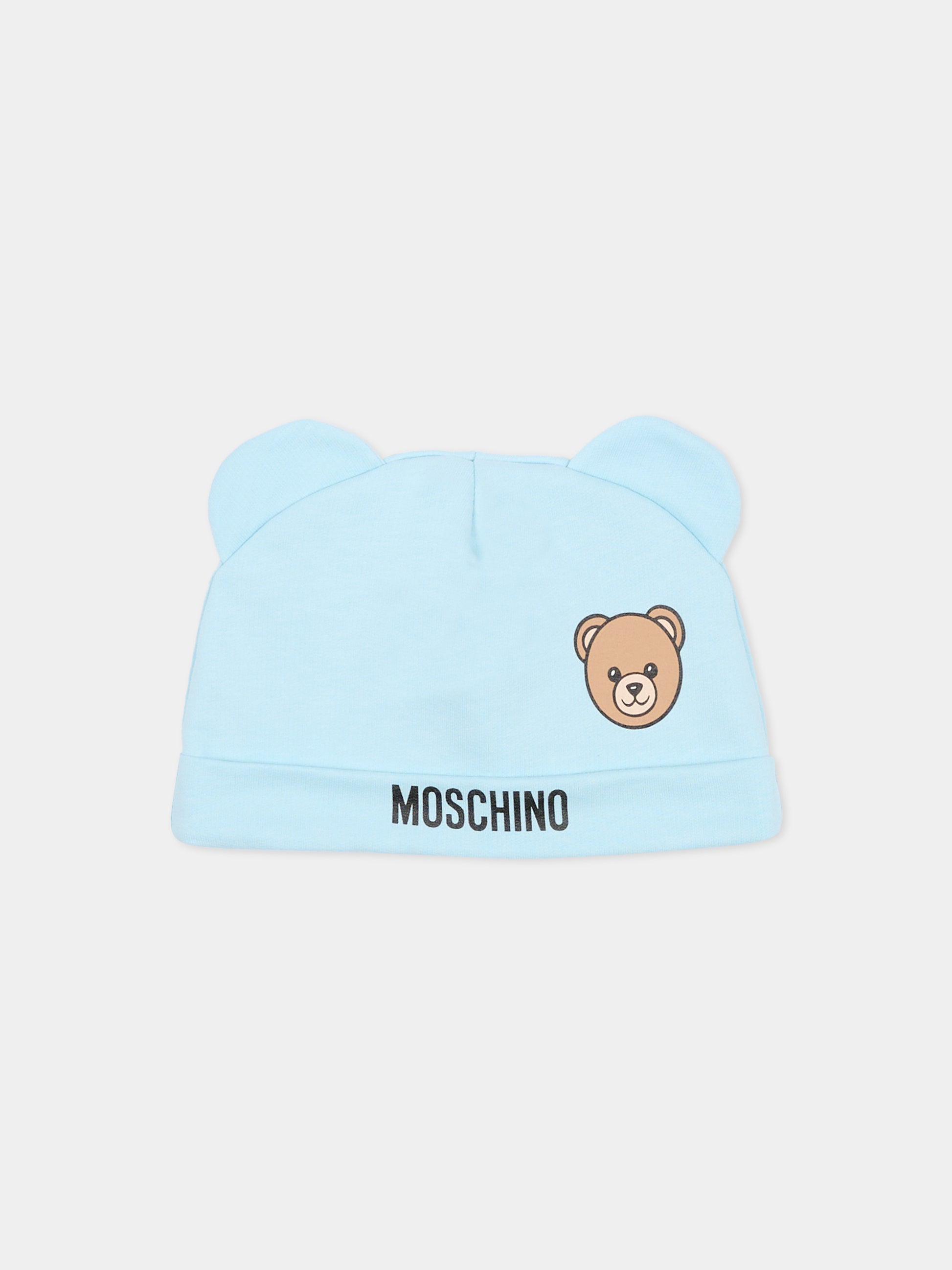 Set accessori  celeste per neonato con Teddy Bear,Moschino Kids,MUY099 LCA19 40304