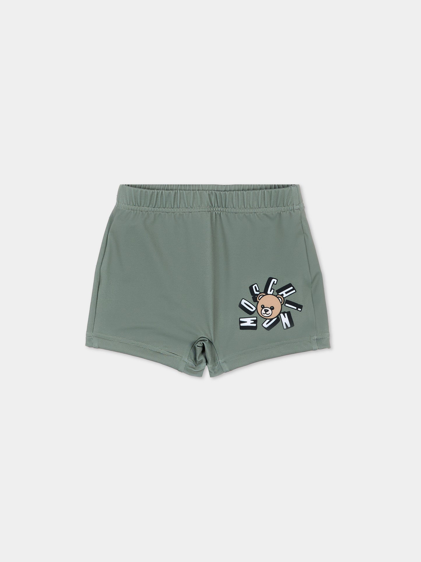 Boxer mare verde per neonato con logo,Moschino Kids,MXL006 LKA11 30037