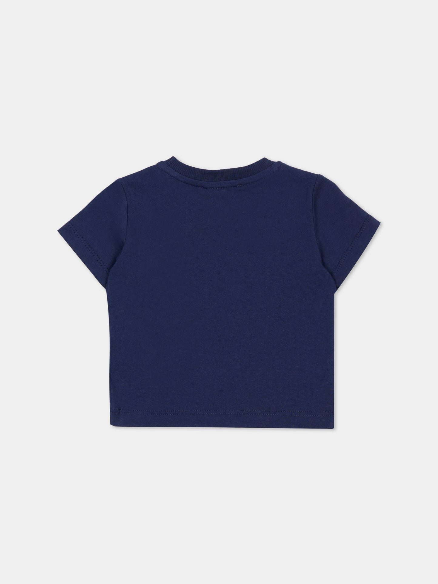 T-shirt blu per neonati con Teddy Bear,Moschino Kids,MXM047 LAA02 40016