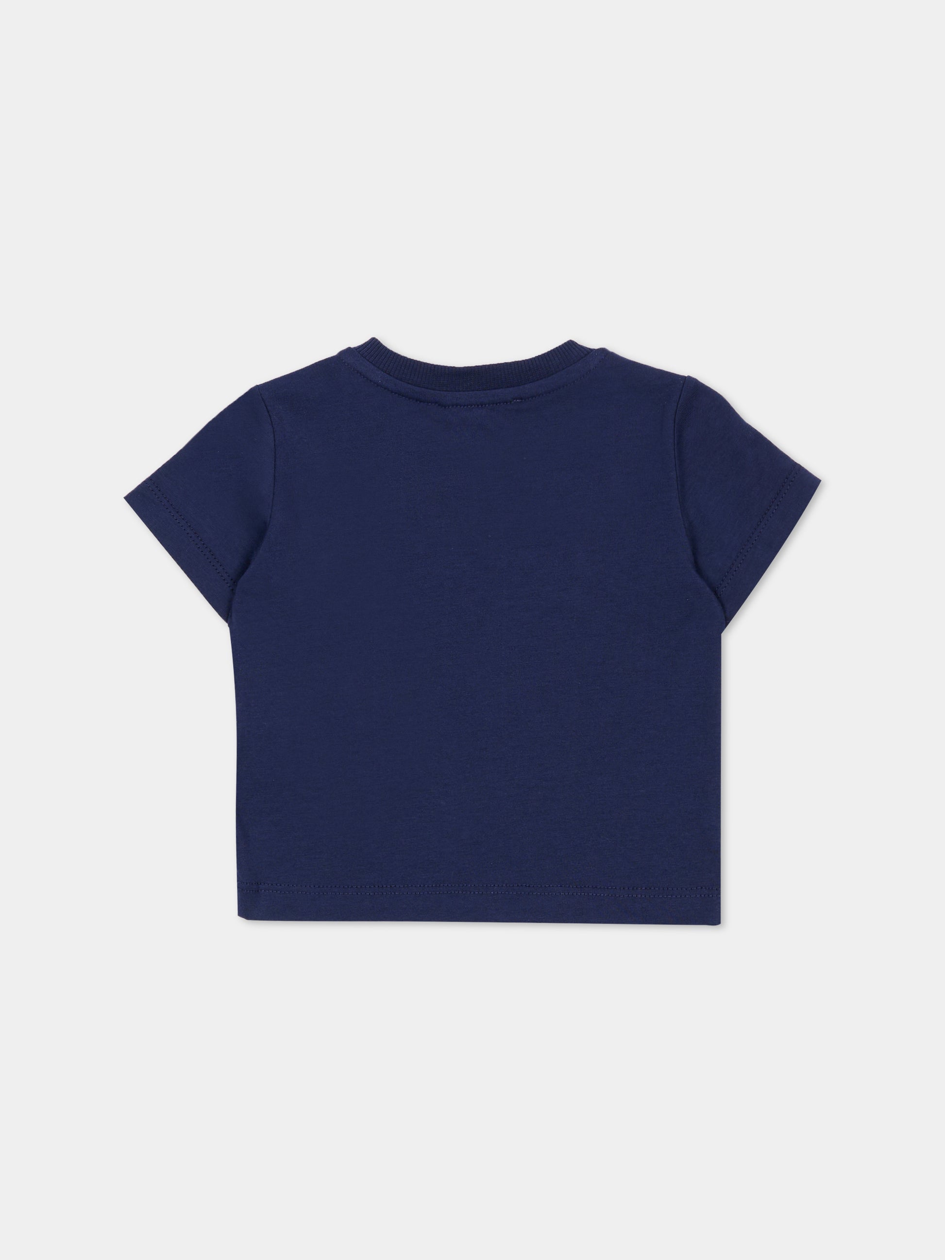 T-shirt blu per neonati con Teddy Bear,Moschino Kids,MXM047 LAA02 40016