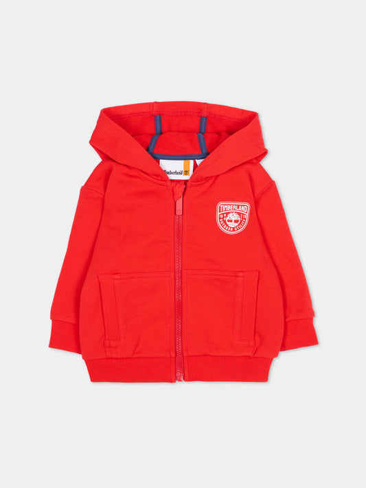 Felpa rossa per neonato con logo,Timberland,T60867 97E