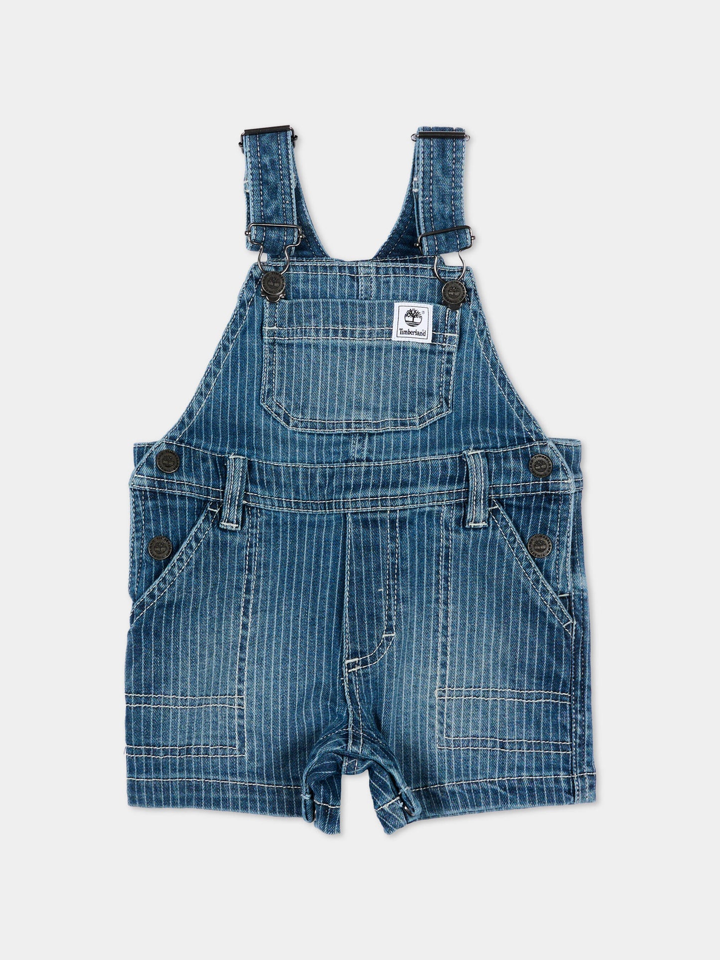 Salopette denim per neonato a righe,Timberland,T60870 Z10