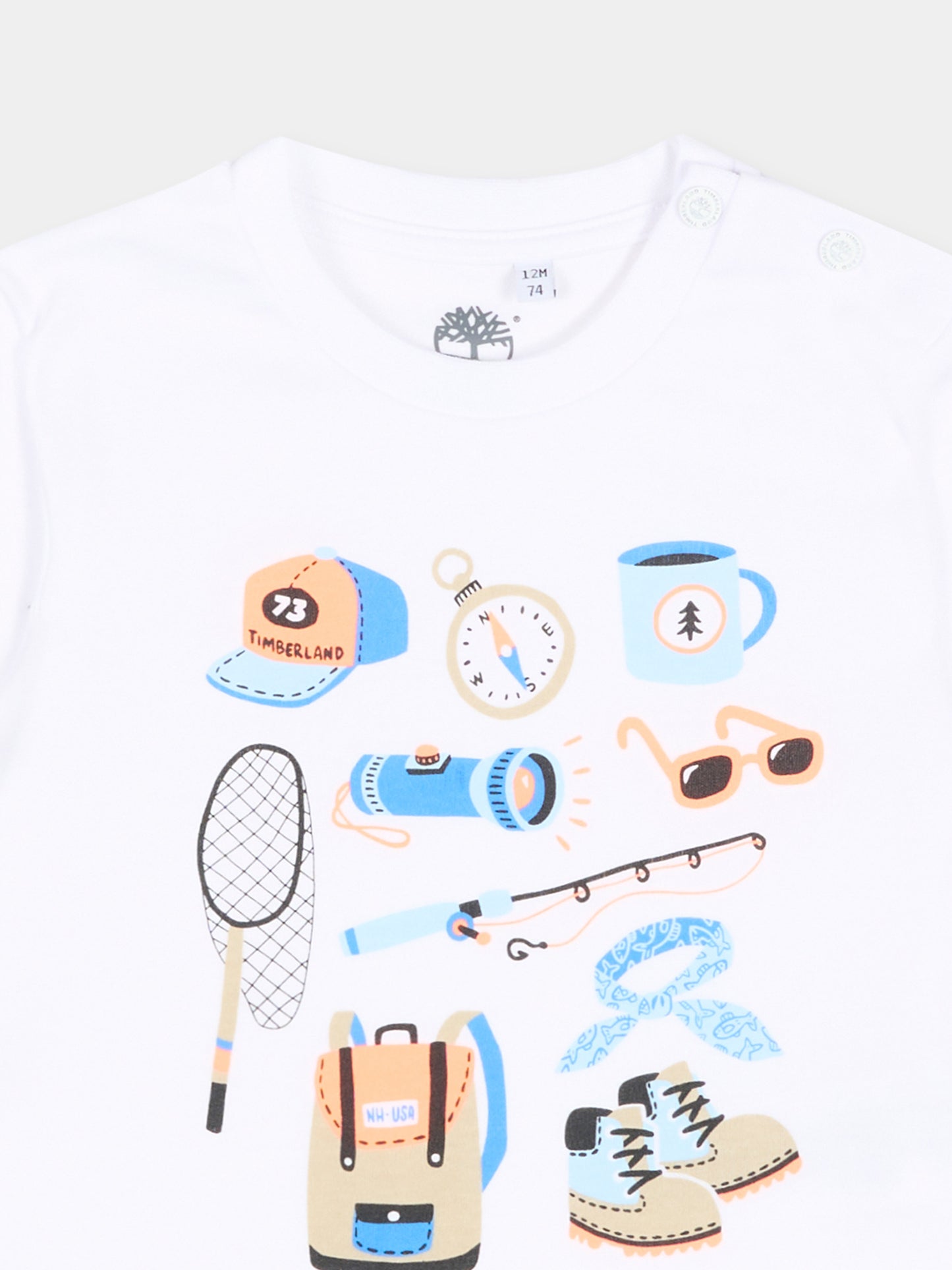 T-Shirt bianca per neonato con stampa outdoor,Timberland,T60895 10P