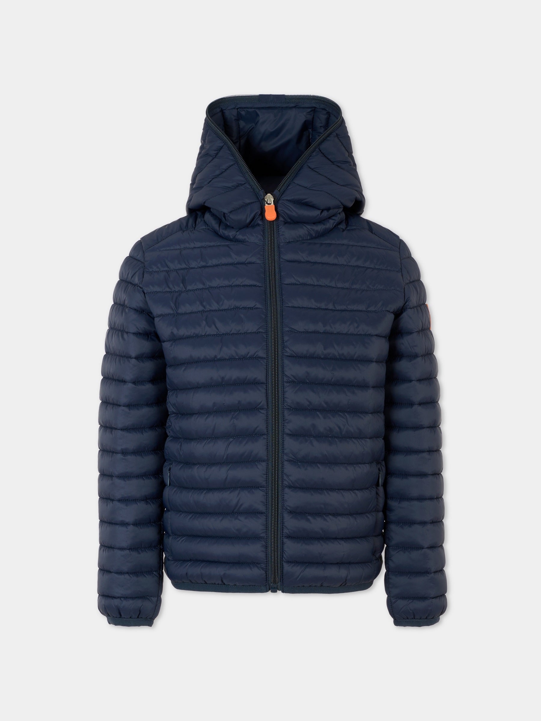 Piumino Huey blu per bambino con logo,Save The Duck Kids,J30650B GIGA20 90000