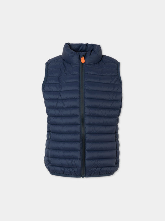 Gilet blu Dolin per bambino con logo,Save The Duck Kids,J82430X GIGA20 90000