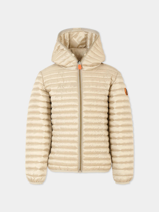 Piumino Rosy beige per bambina con logo,Save The Duck Kids,J32310G IRIS20 40003