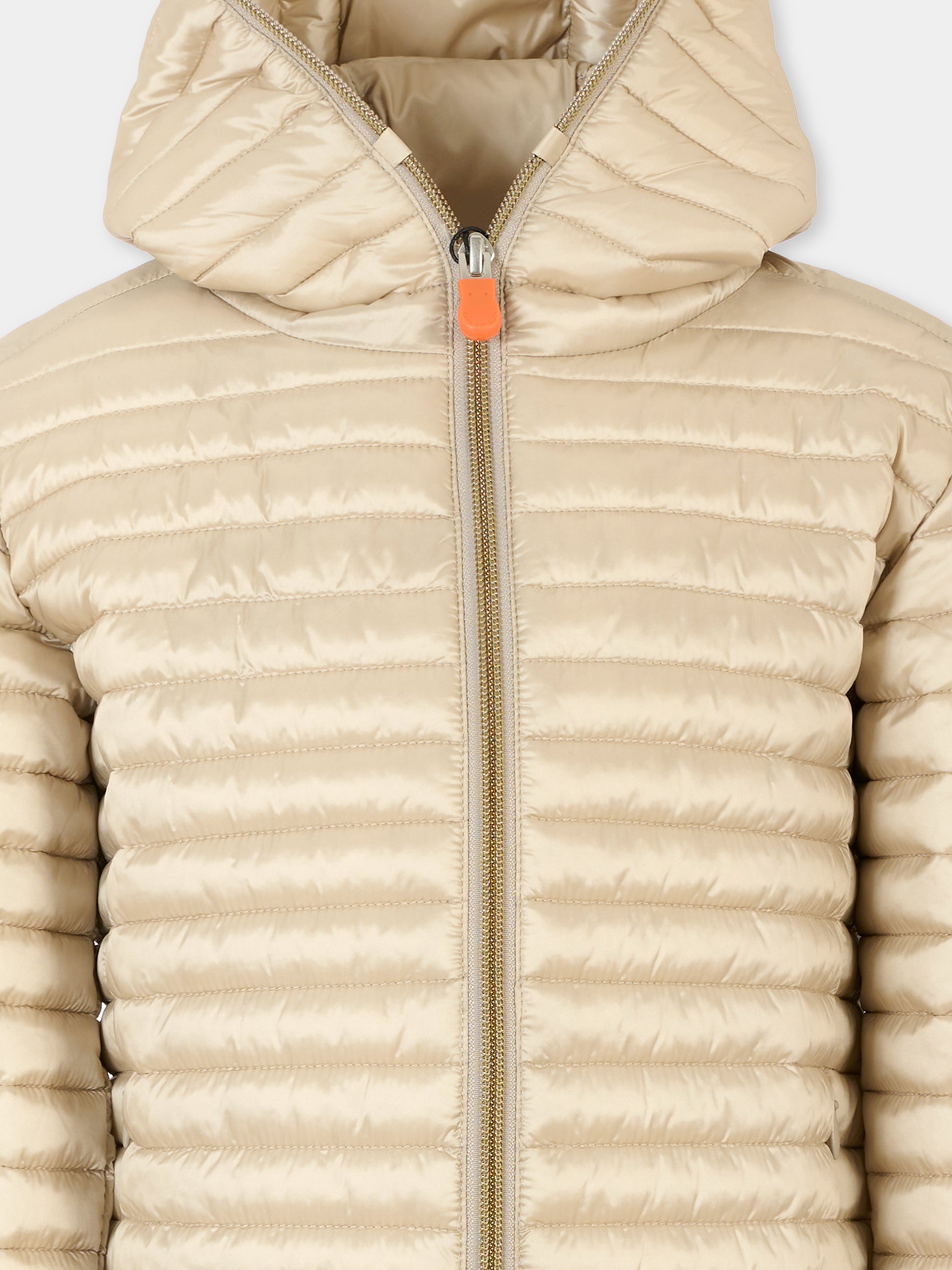 Piumino Rosy beige per bambina con logo,Save The Duck Kids,J32310G IRIS20 40003