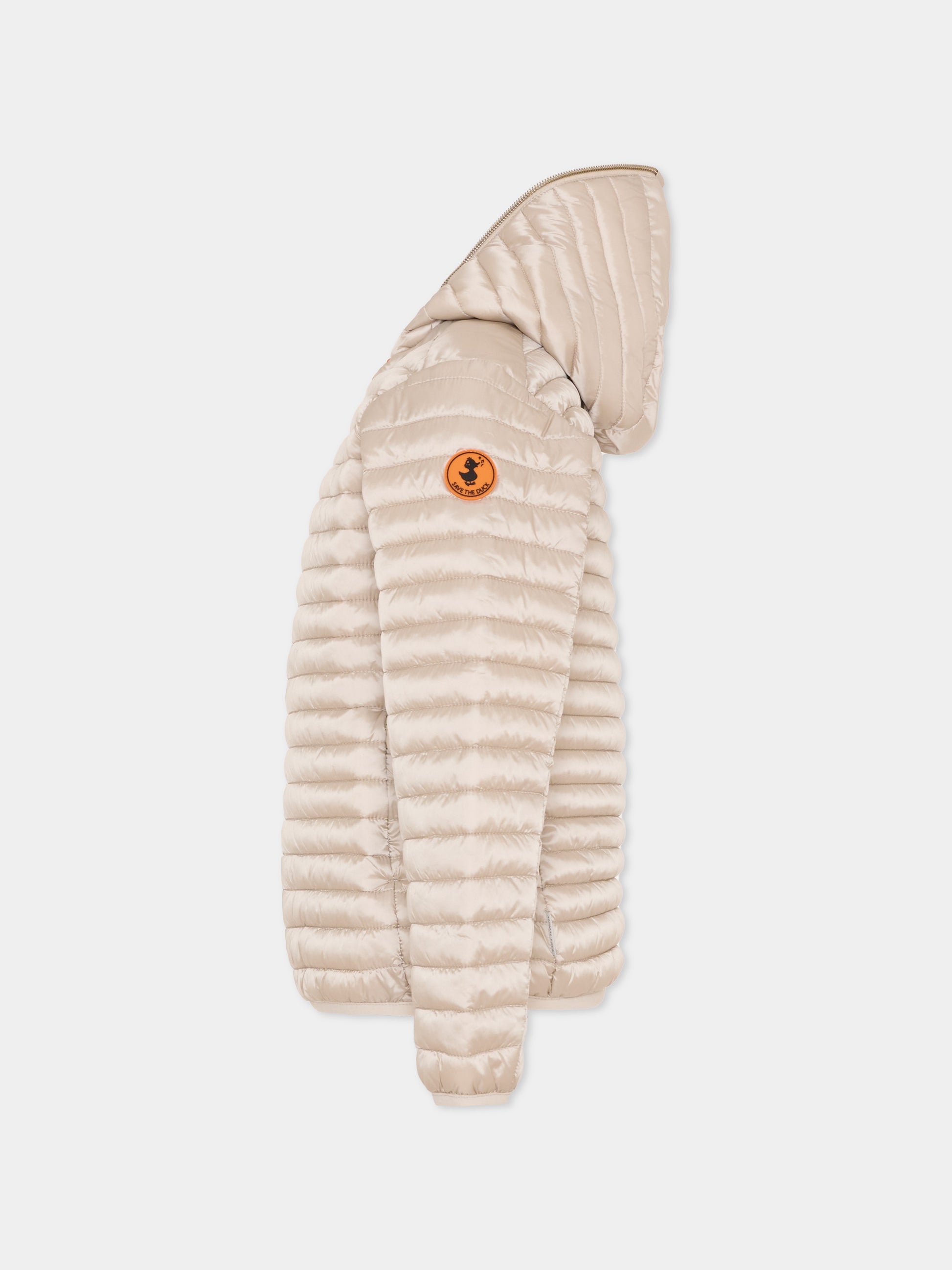 Piumino Iris beige per bambina con logo,Save The Duck Kids,J32310G IRIS22 40003