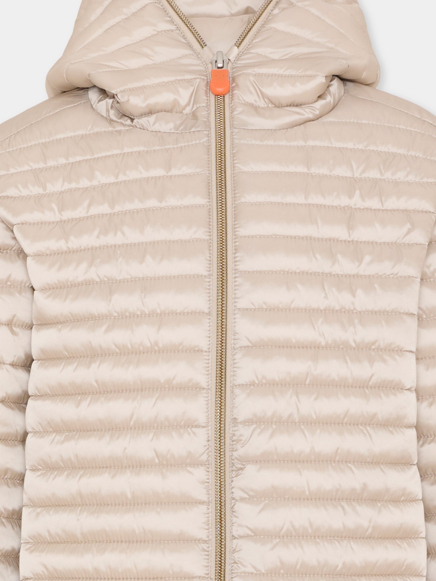 Piumino Iris beige per bambina con logo,Save The Duck Kids,J32310G IRIS22 40003