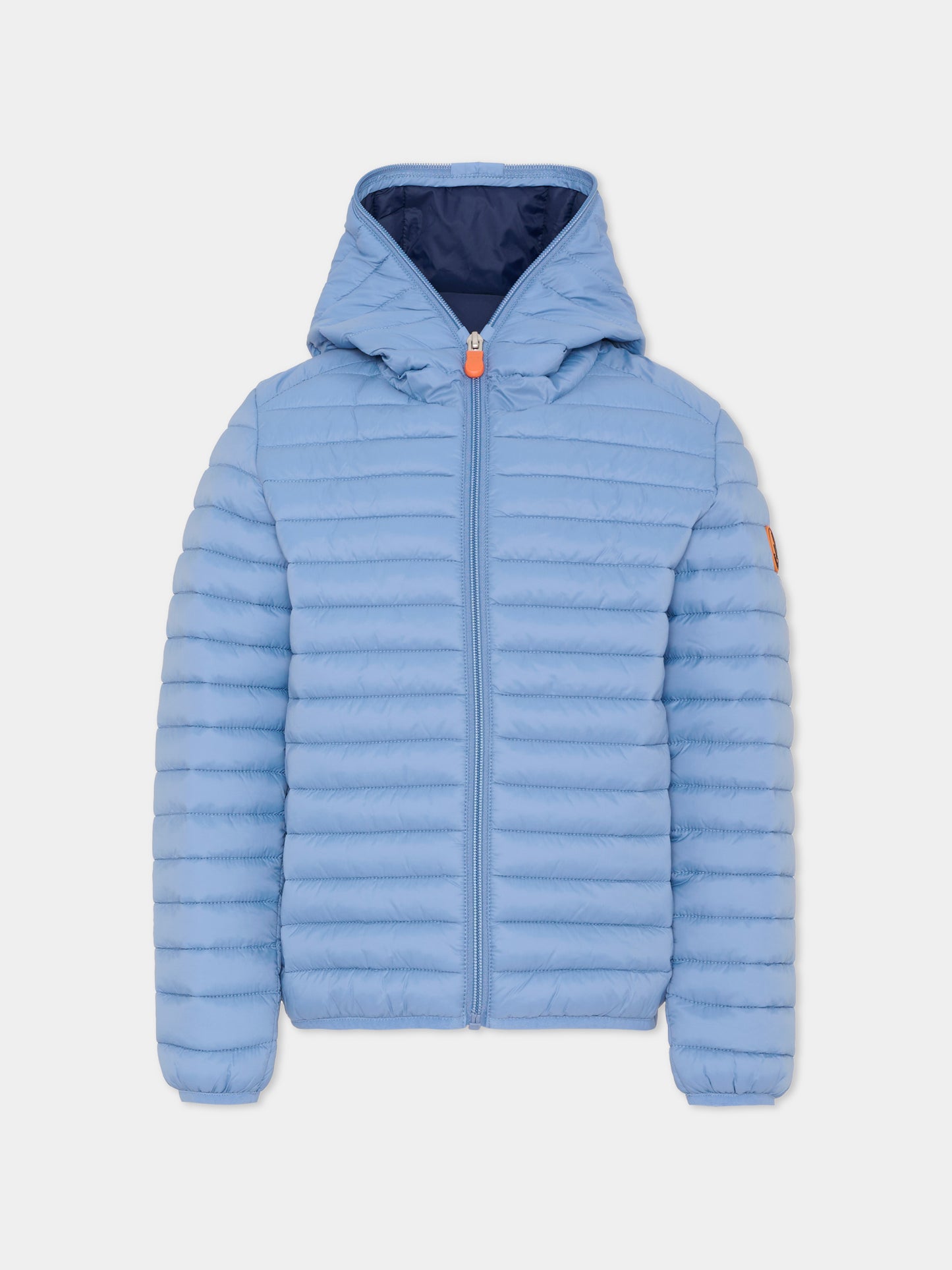 Piumino Giga azzurro per bambino con logo,Save The Duck Kids,J30650B GIGA22 90072