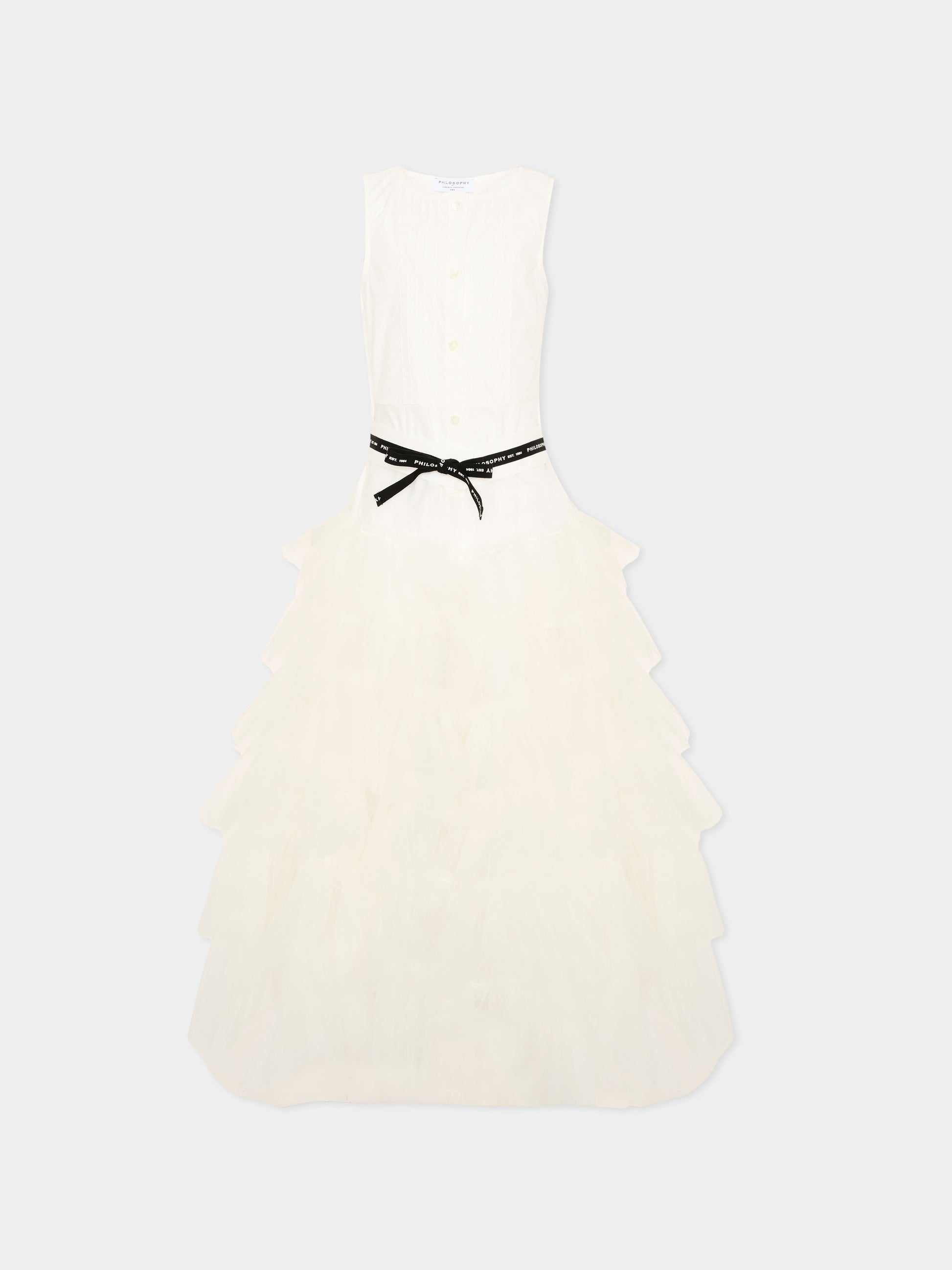 Abito elegante avorio per bambina con logo,Philosophy,I1G201 - 7116 - 0001