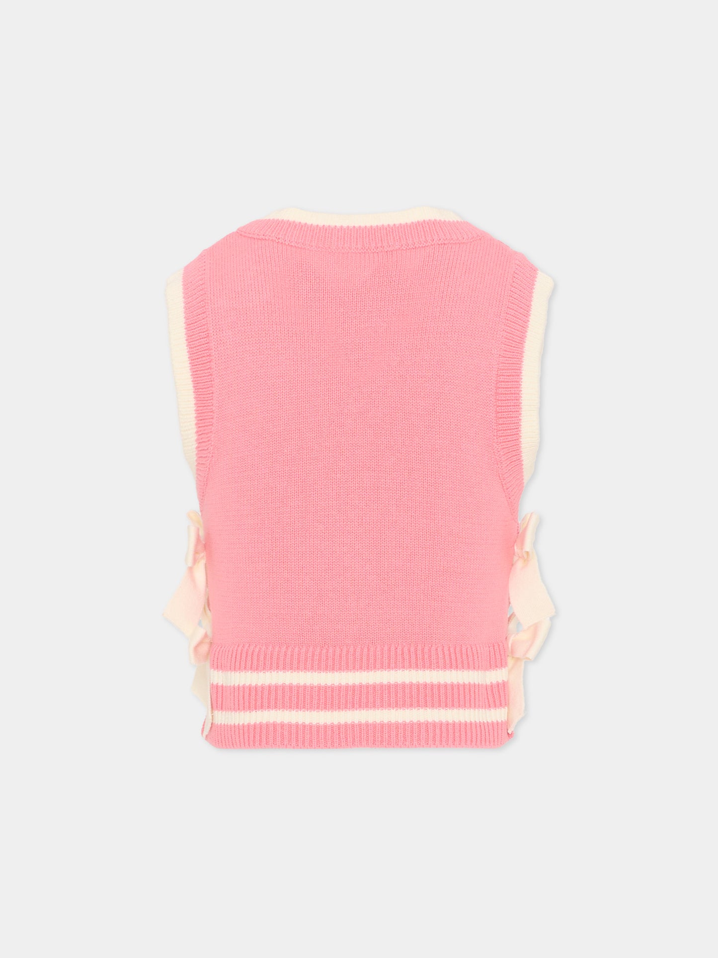 Maglia gilet rosa per bambina con fiocchi,Philosophy,I9G306 - 7034 - 0093