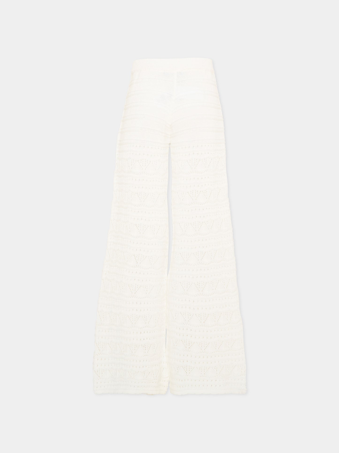 Pantaloni avorio in crochet per bambina,Ermanno Scervino Junior,Z9G408 - 7085 - 0001