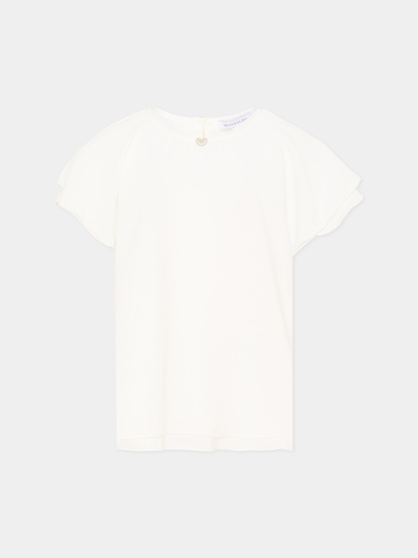 Top bianco per bambina con maniche alette,Monnalisa,17G303 - 7113 - 0001