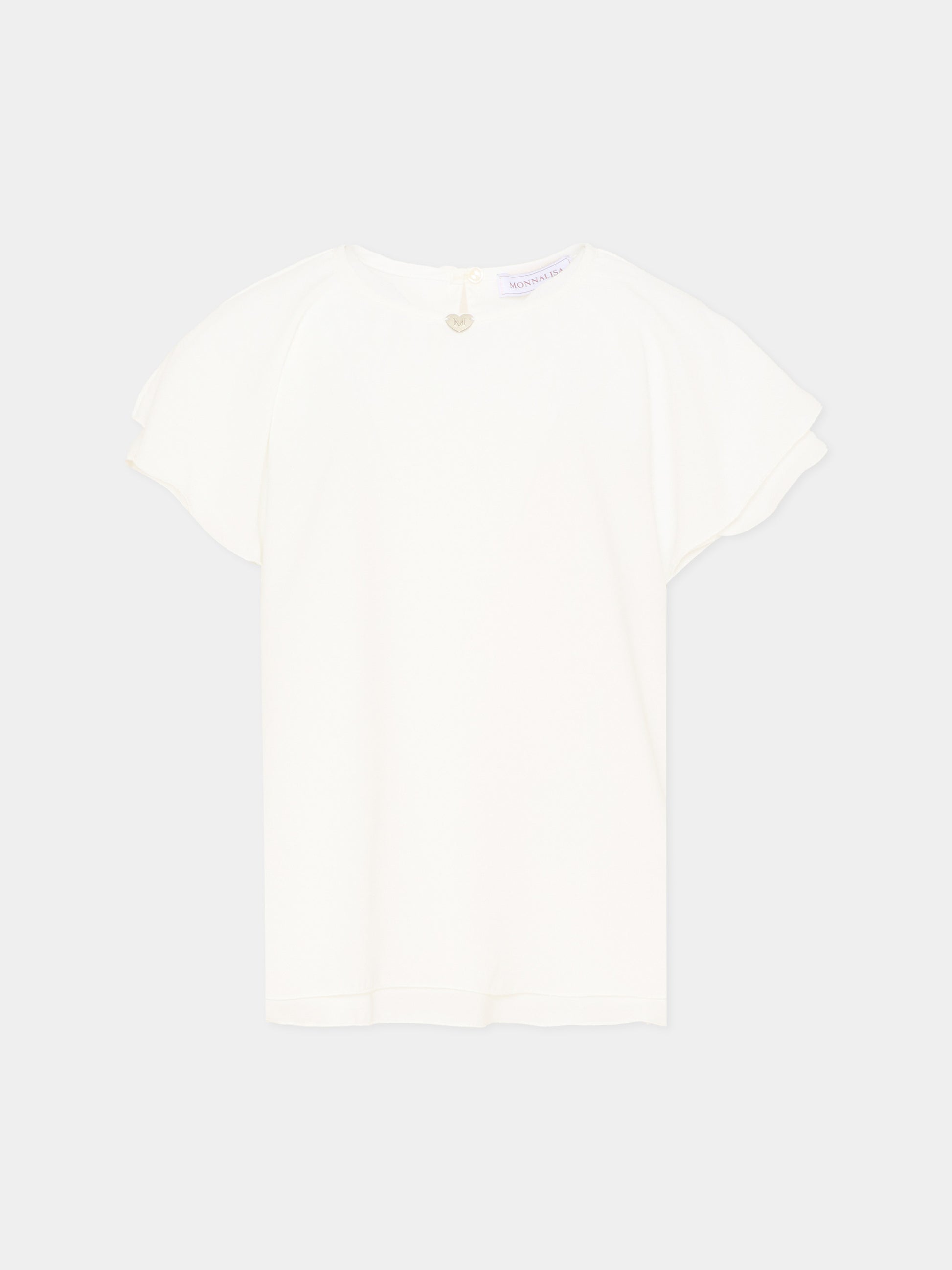 Top bianco per bambina con maniche alette,Monnalisa,17G303 - 7113 - 0001