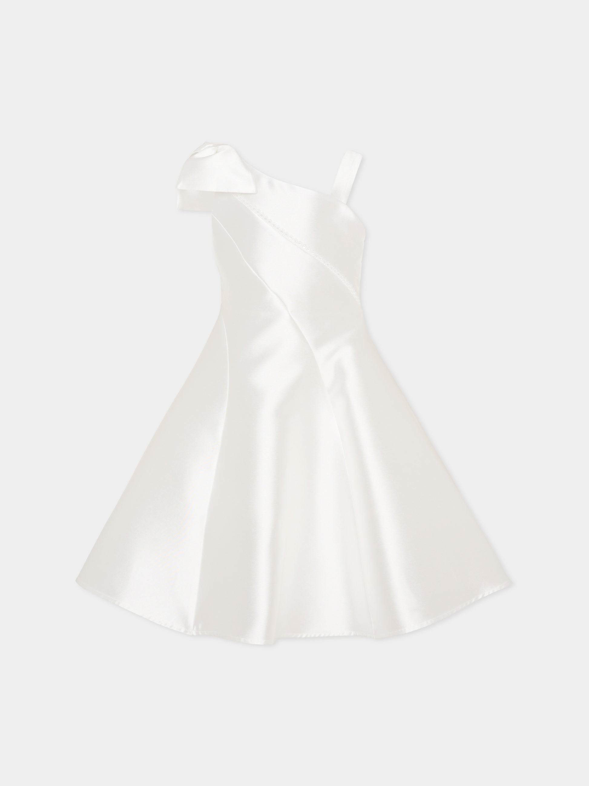 Vestito avorio per bambina con fiocco,Monnalisa,71G901 - 7304 - 0001