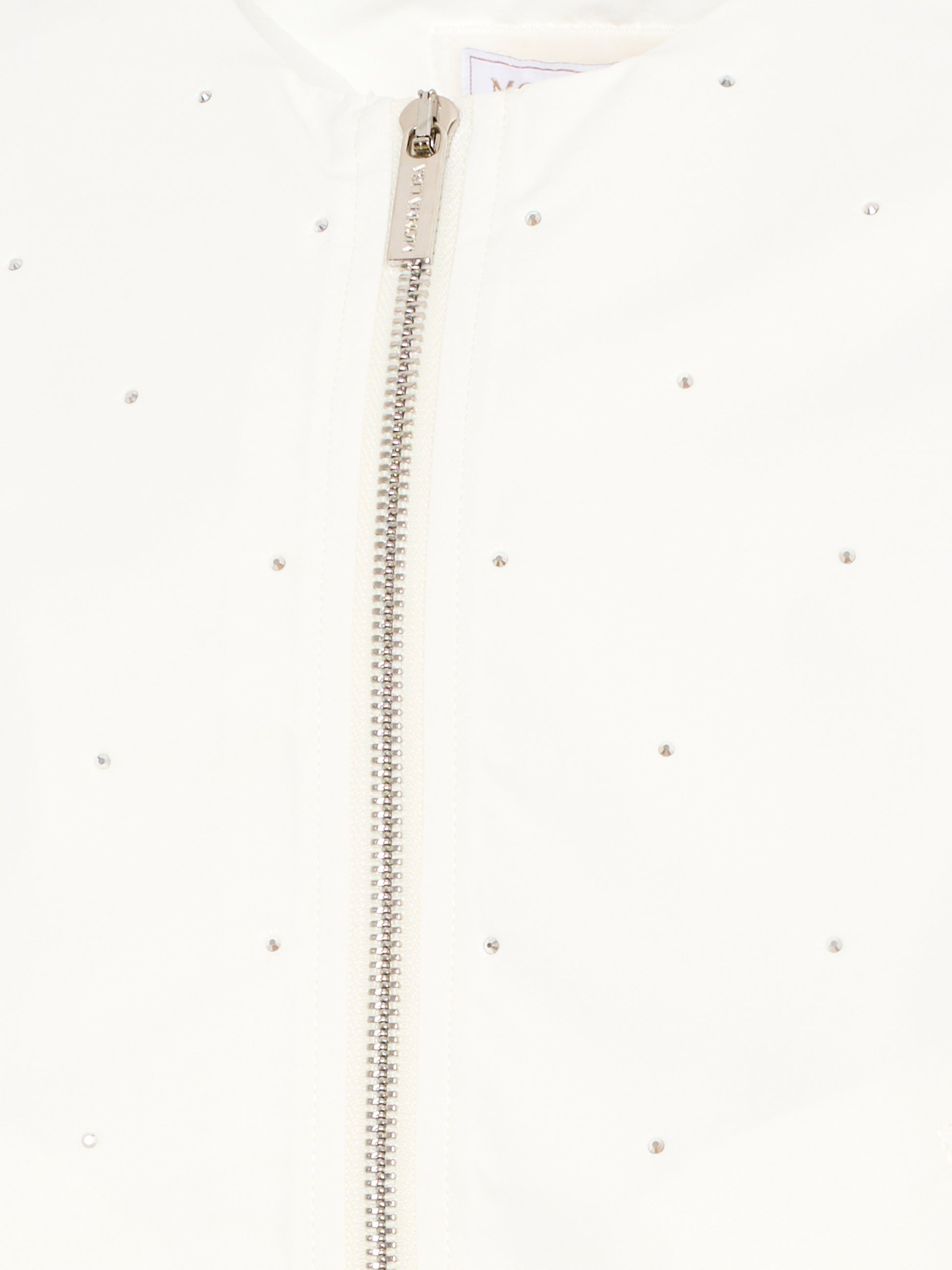 Bomber bianco per bambina con strass,Monnalisa,17G102 - 7021 - 0099