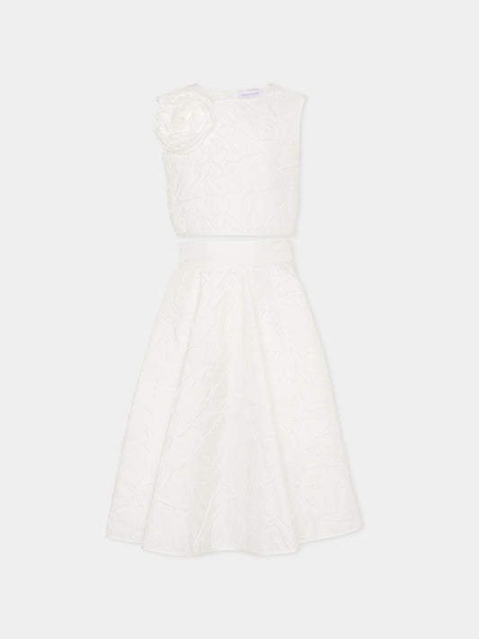 Completo avorio per bambina con rosa,Monnalisa,71G501 - 7305 - 0001