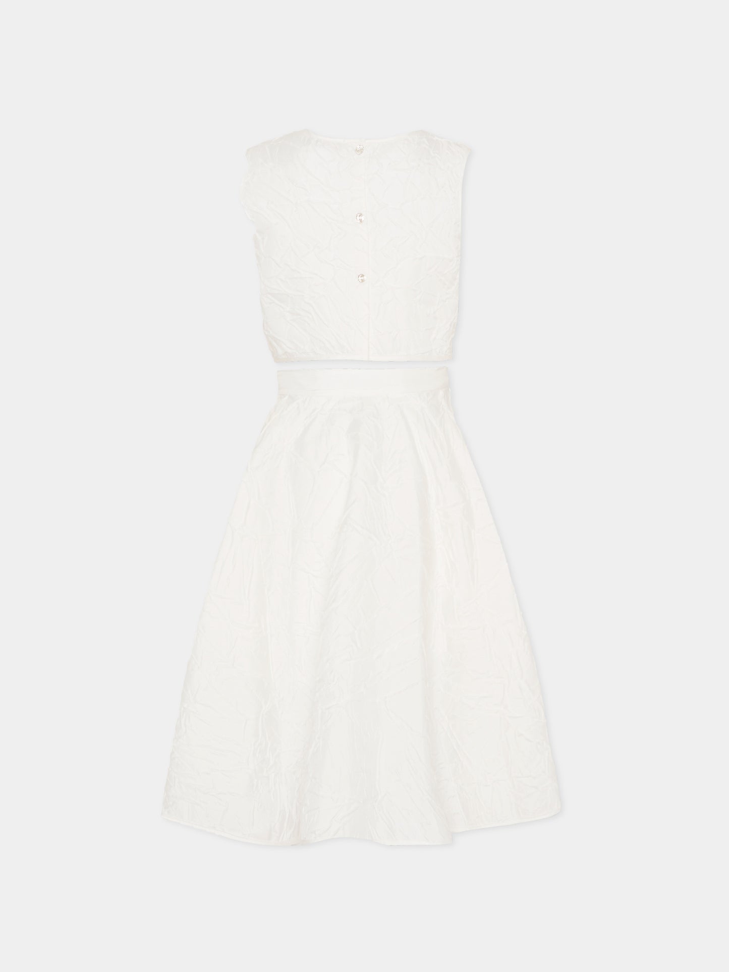 Completo avorio per bambina con rosa,Monnalisa,71G501 - 7305 - 0001