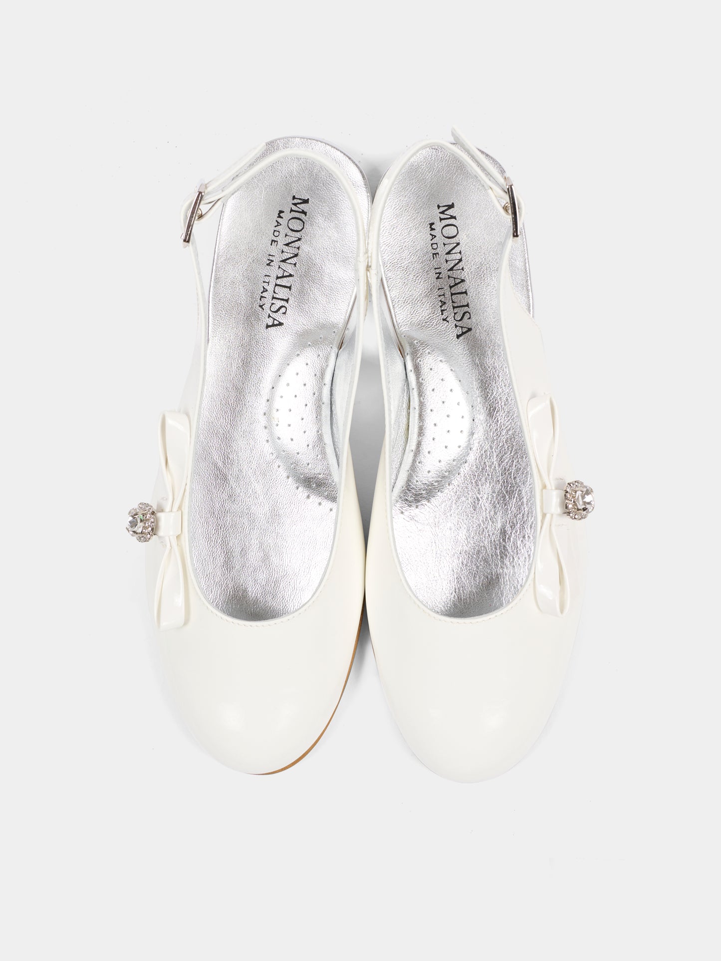 Ballerine bianche per bambina con fiocco,Monnalisa,87G000 - 7706 - 0099