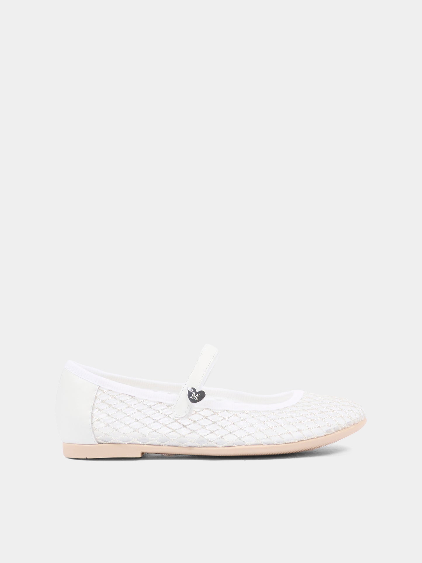 Ballerine bianche per bambina con cuore,Monnalisa,87G002 - 7704 - 0099