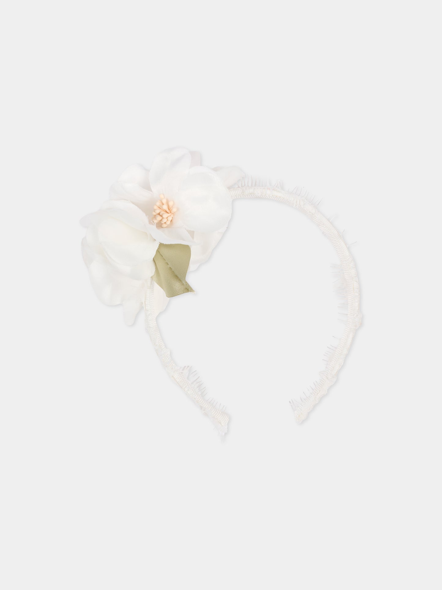 Cerchietto bianco per bambina con fiori,Monnalisa,79G005 - 7740 - 0001