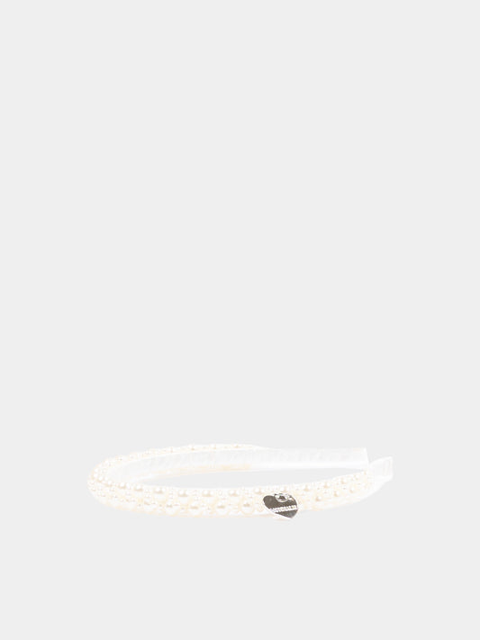 Cerchietto bianco per bambina con perle,Monnalisa,17G006 - 7759 - 0001