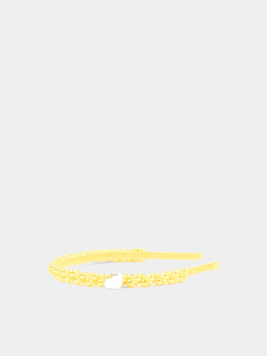 Cerchietto giallo per bambina con perle,Monnalisa,17G006 - 7759 - 0014