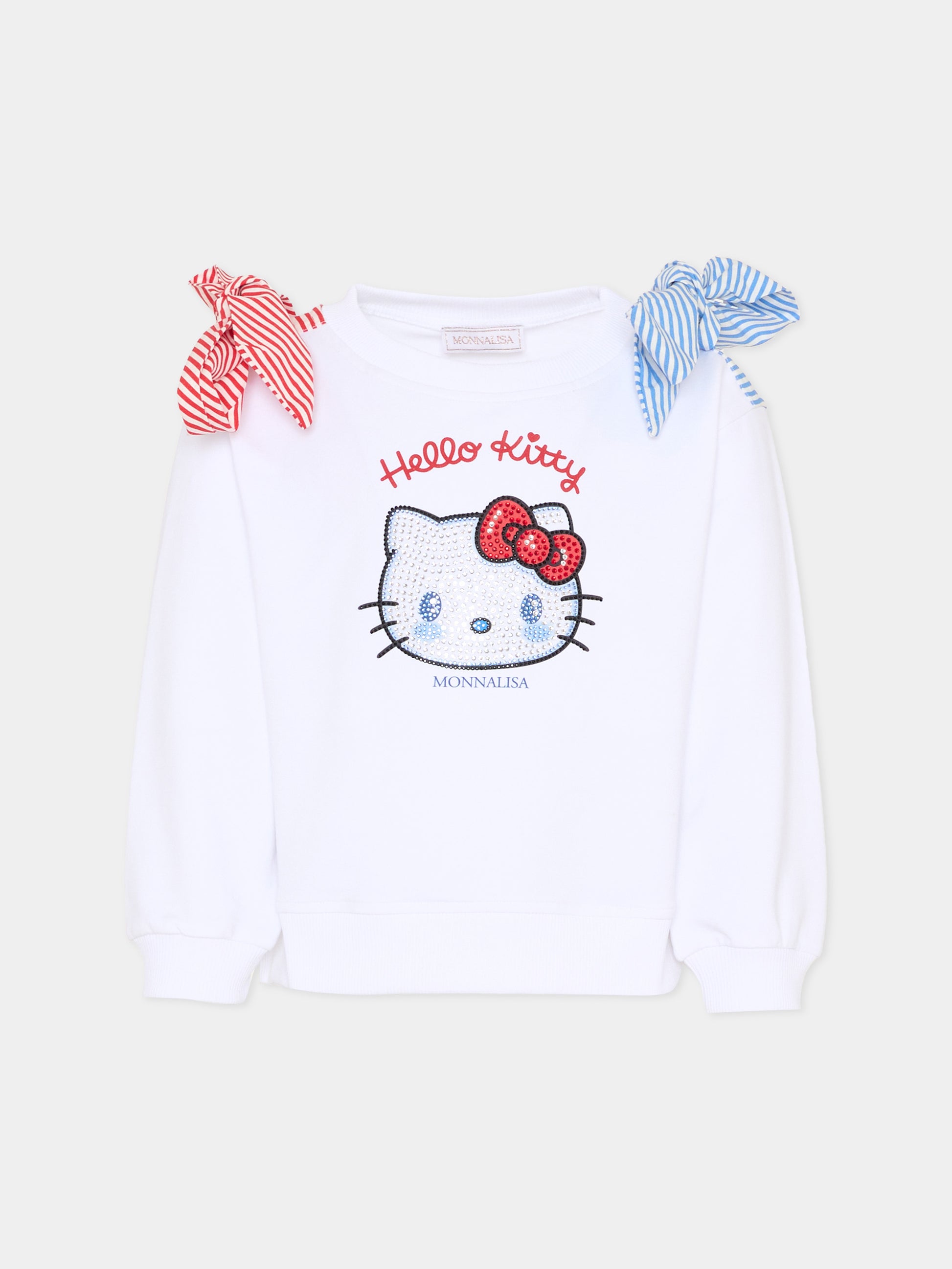 Felpa bianca per bambina con Hello Kitty,Monnalisa,19G607 - 7012 - 0099