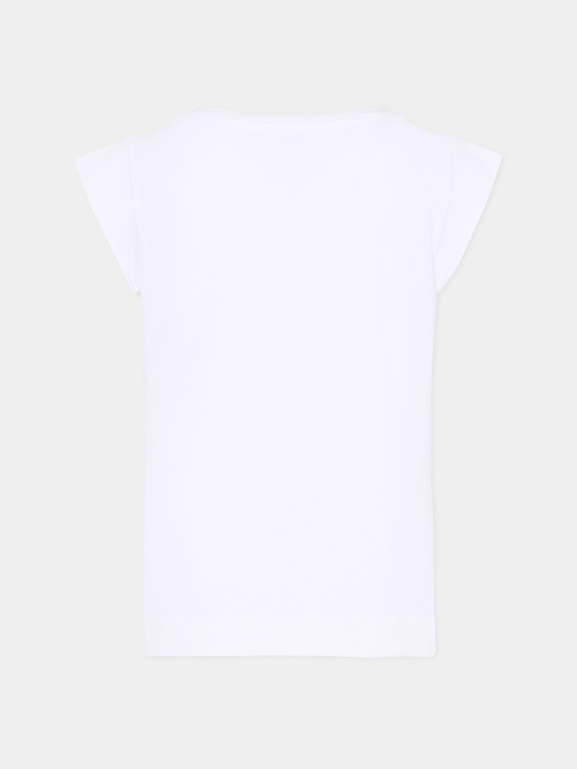 T-shirt bianca per bambina con Hello Kitty di strass,Monnalisa,19G617 - 7005 - 0099