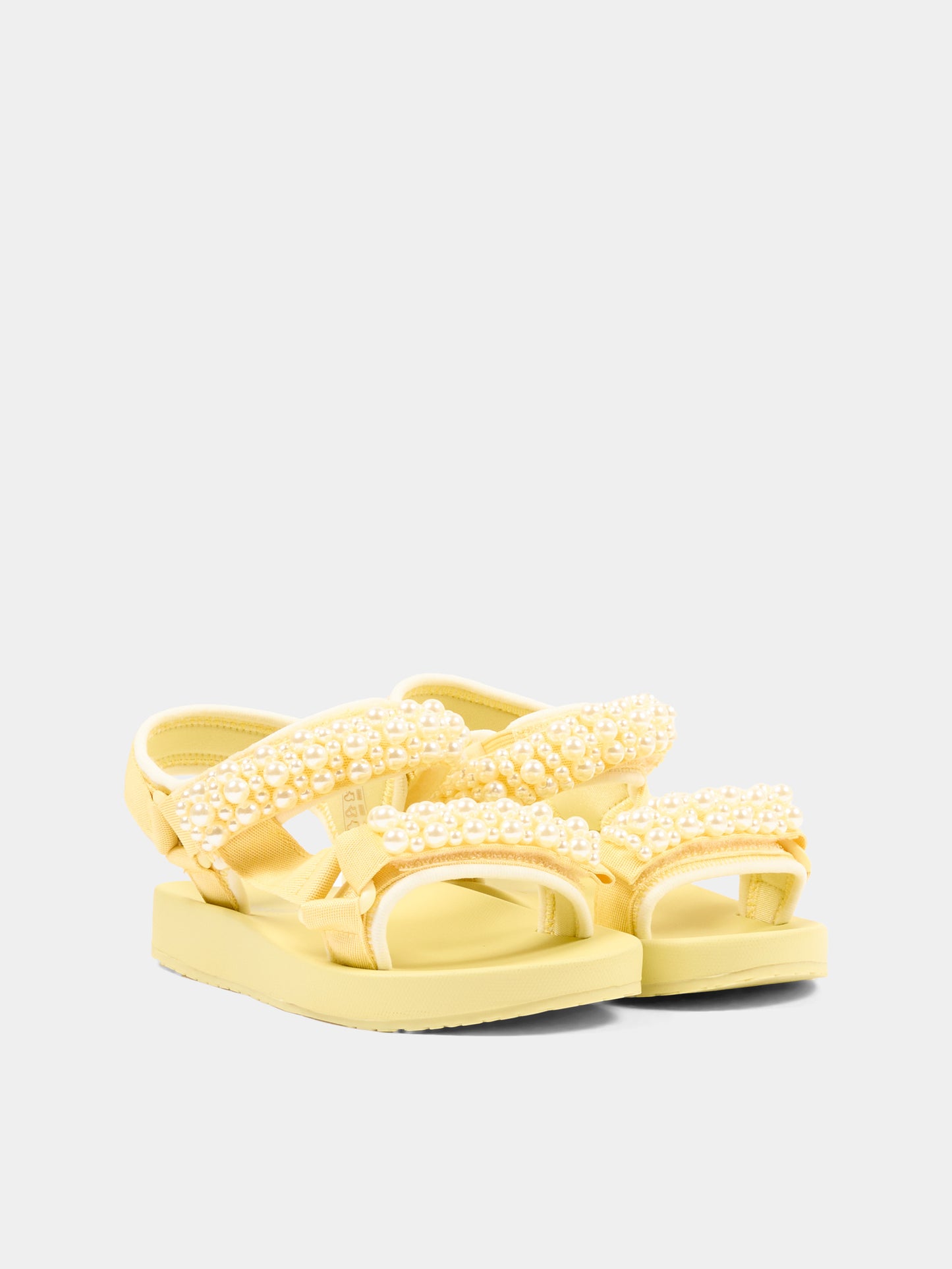 Sandali gialli per bambina con perle,Monnalisa,8CG012 - 7700 - 0014