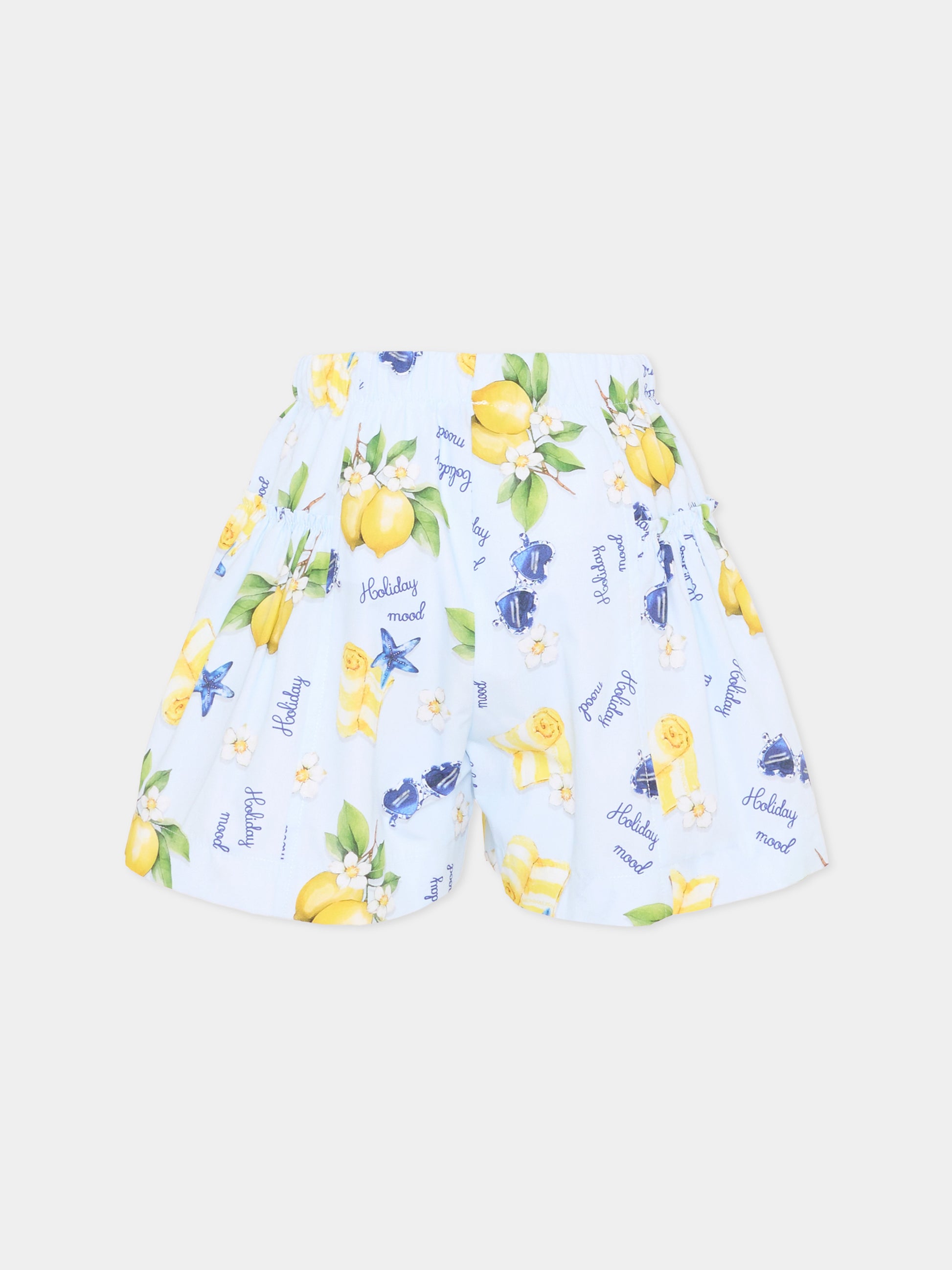 Shorts multicolor per bambina con limoni,Monnalisa,11G417 - 7624 - 0052