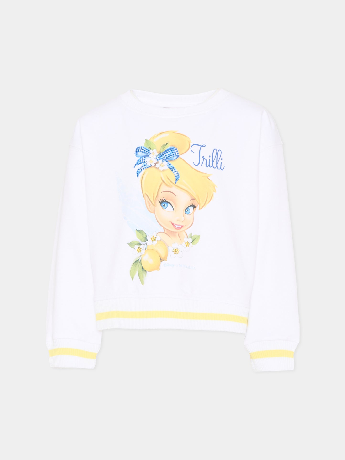 Felpa bianca Trilli per bambina,Monnalisa,19G619 - 7031 - 0099